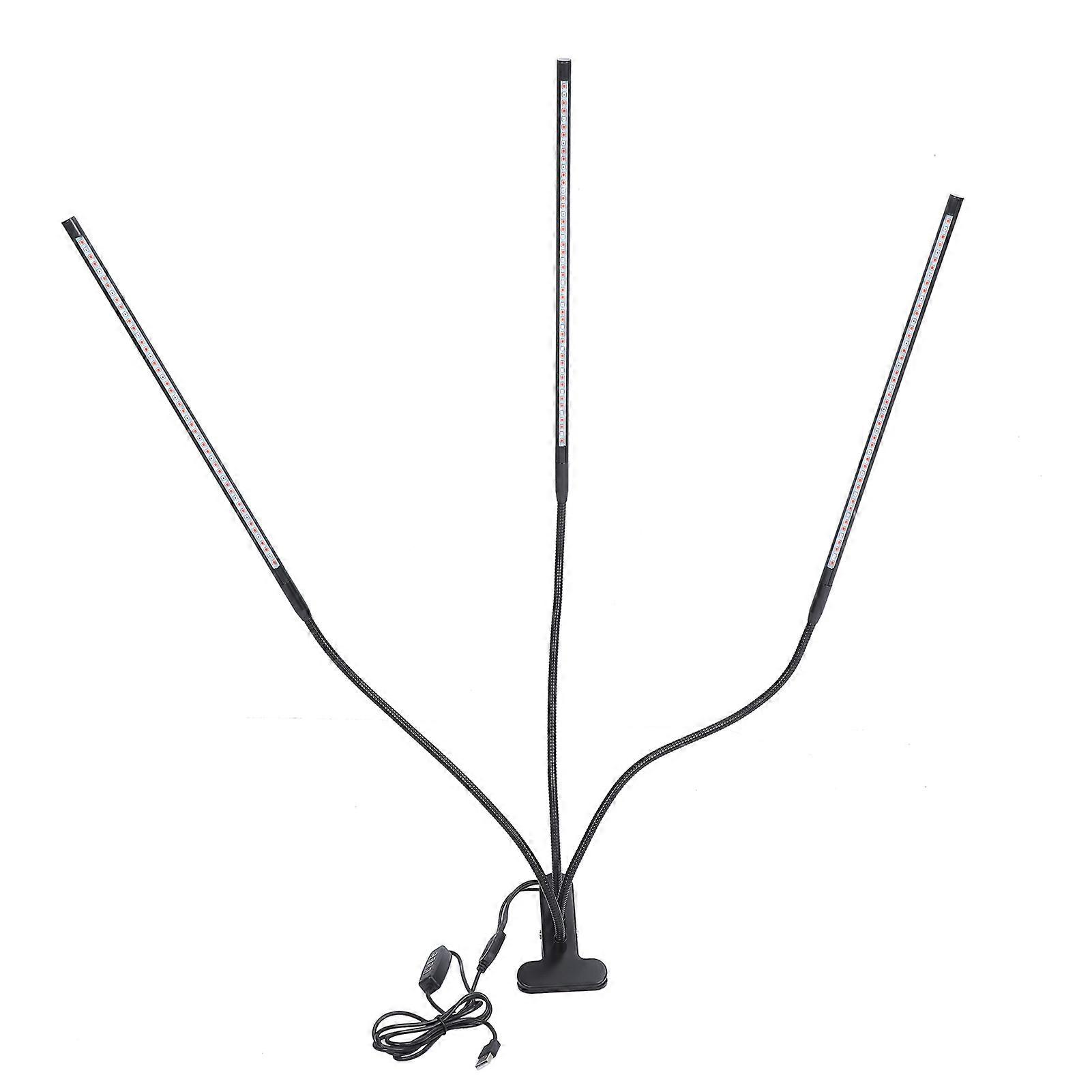 LED Grow Light 3 Head Plants Lamp with Timer Function, Full Spectrum, 30W, 3/9/12H Dimming Settings and Adjustable Brightness