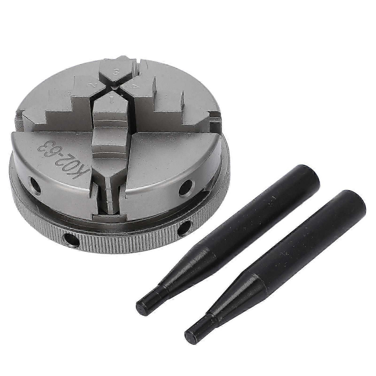 2.5in 4 Jaw Lathe Chuck Reversible Self Centering Chuck with 2 Levers Woodworking Clamping Tool