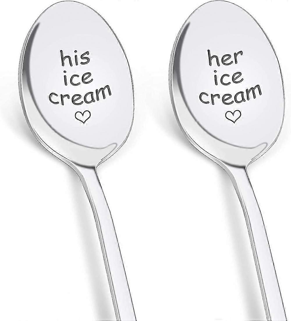 2pcs Stainless Steel Engraved Coffee Spoons