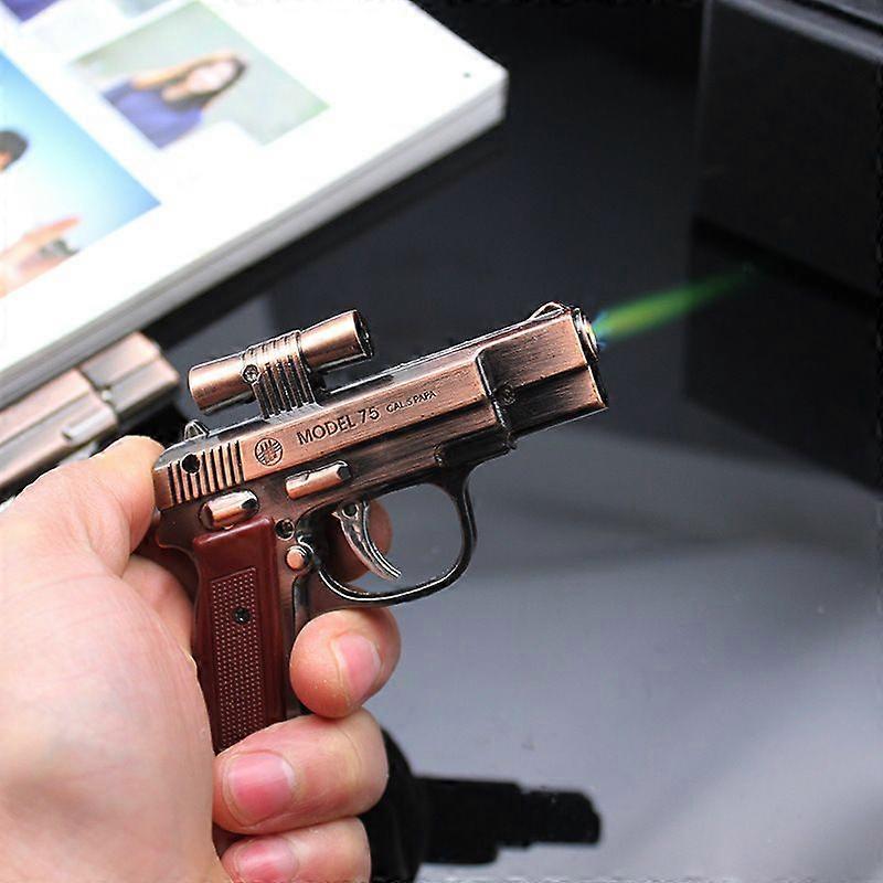 Toy Gun Type Mini Windproof Lighter Creative Inflatable Green Fire Commemorative Wholesale Unusable, Can Not Be Modified