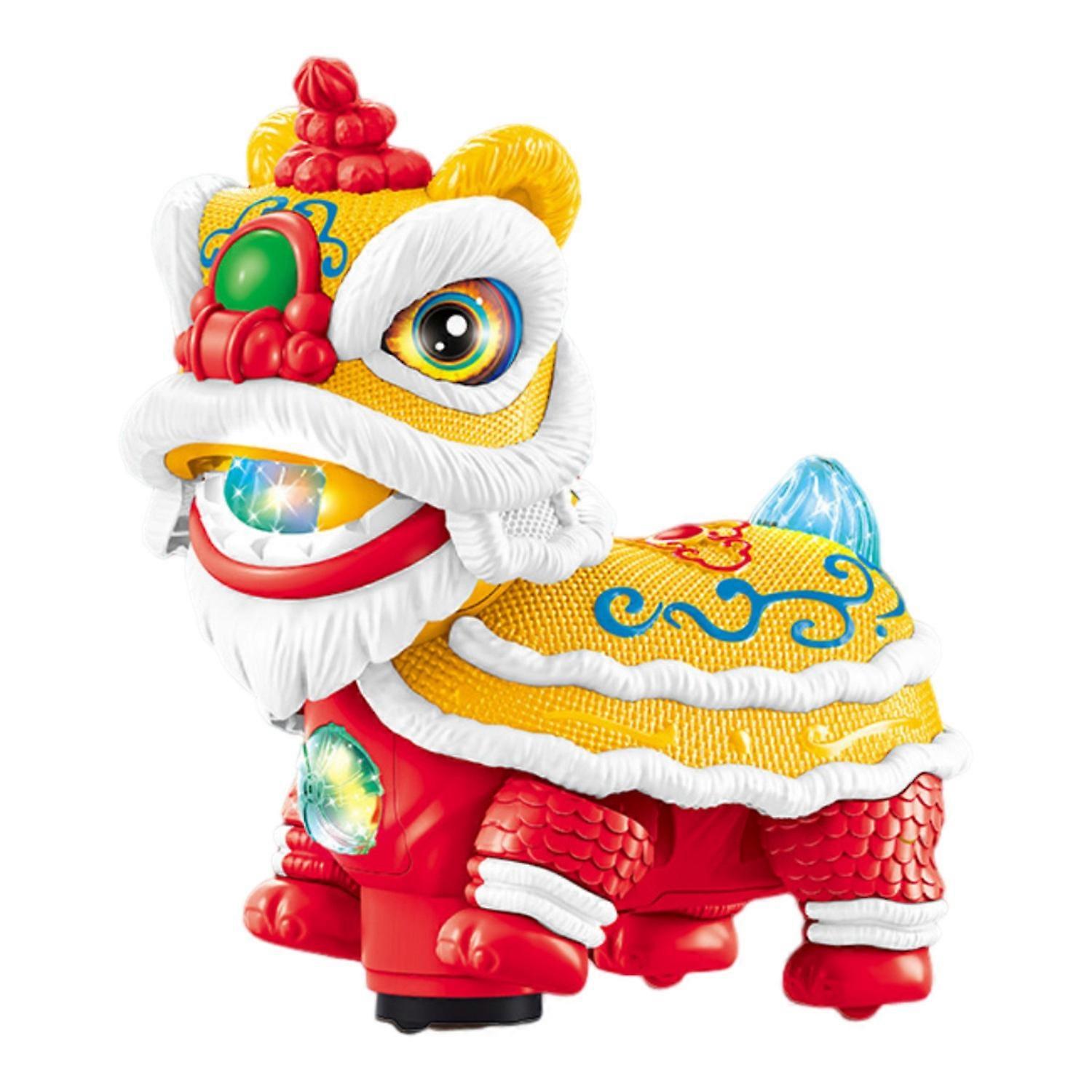 Electric Dancing Lion Toy with LED Light Music Auto Obstacle Avoidance Kids Shaking Head Cartoon