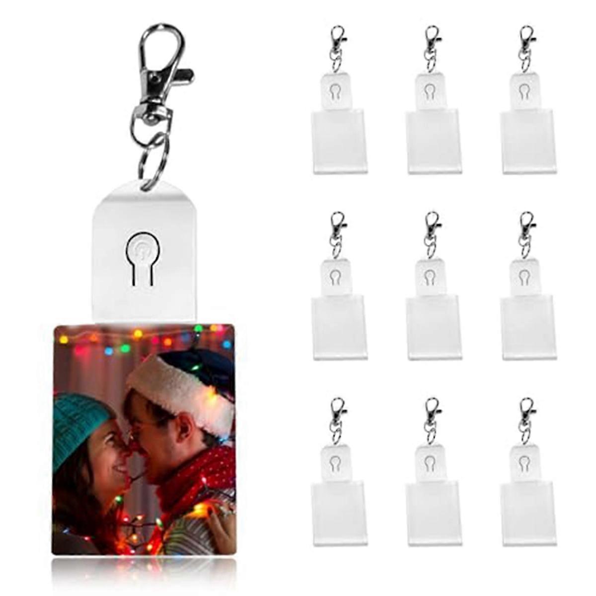 Keychain Blanks with LED Lighted with Keyrings for Photos Rectangular