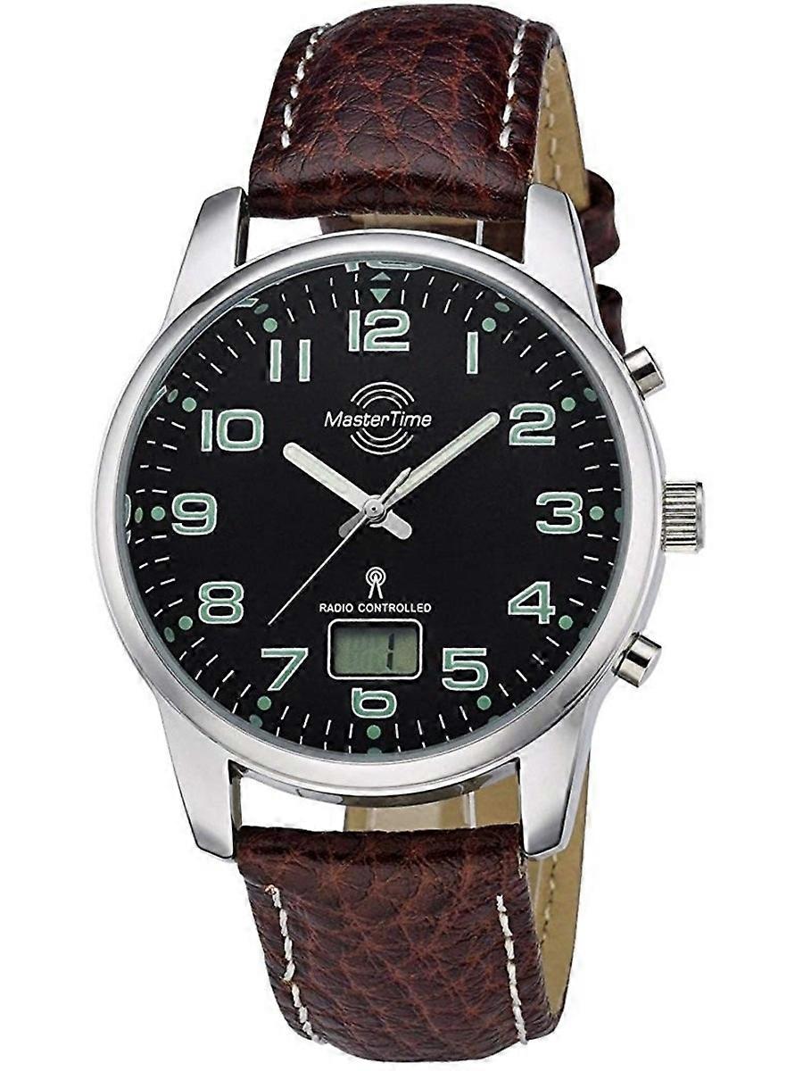Master Time Braun Echtes Leder Funk Basic Serie MTGA-10426-22L Herrenuhr