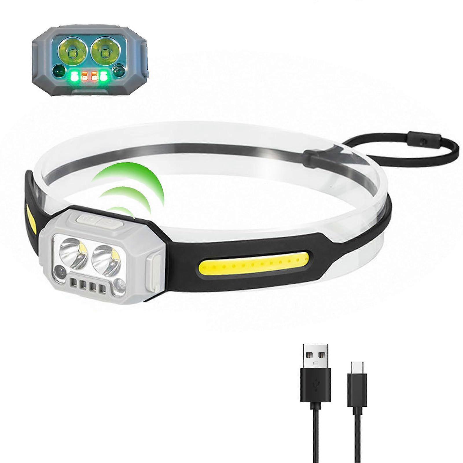 Kids Head Torch Rechargeable Headlight for Boys Child Headtorch LED Super Bright Headlamp 4 Modes Motion Sensor Waterproof Torch 200 Lumens Headlamp f
