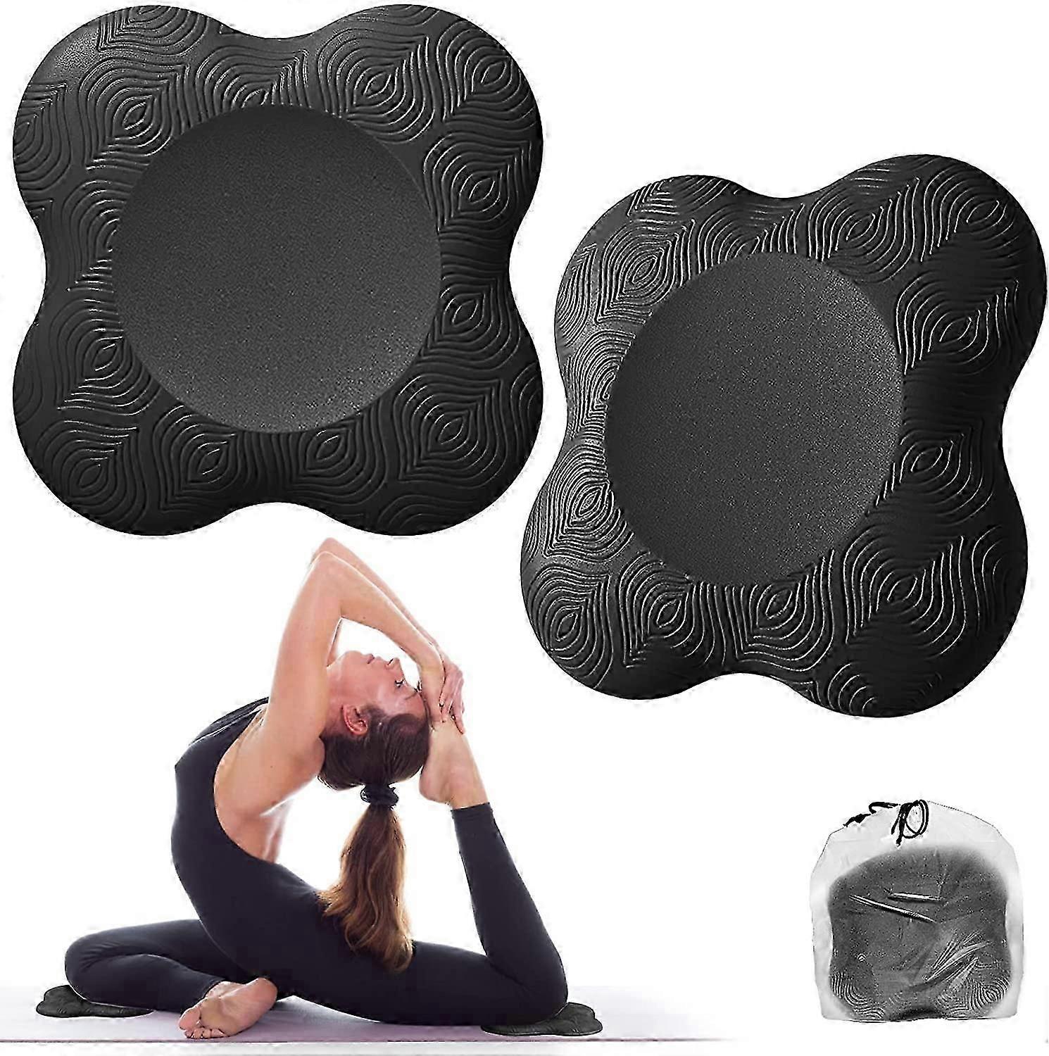 2-Pack Yoga Knee Pads, Αντιολισθητικά Χαλάκια Γιόγκα για Γυναίκες Yoga Kneeling Support Άνετα και ελαφριά Yoga Knee Pads για γόνατα, χέρια, καρπούςΜαύρο