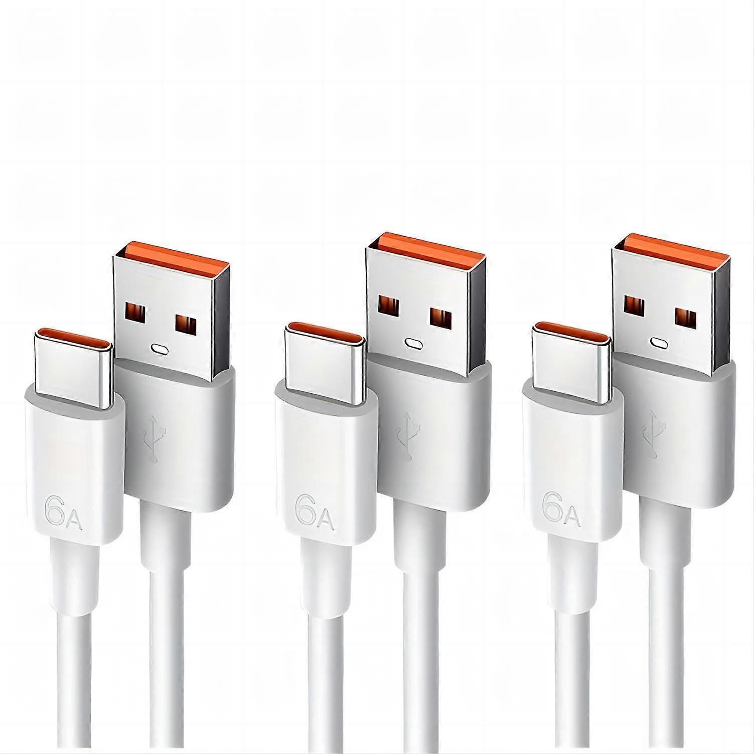 USB A to Type C Fast Charging Cable 1M/3FT 3 Pack for Phone Tablet PC Connector A: USB A Connector B: Type C Maximum Current: 6A