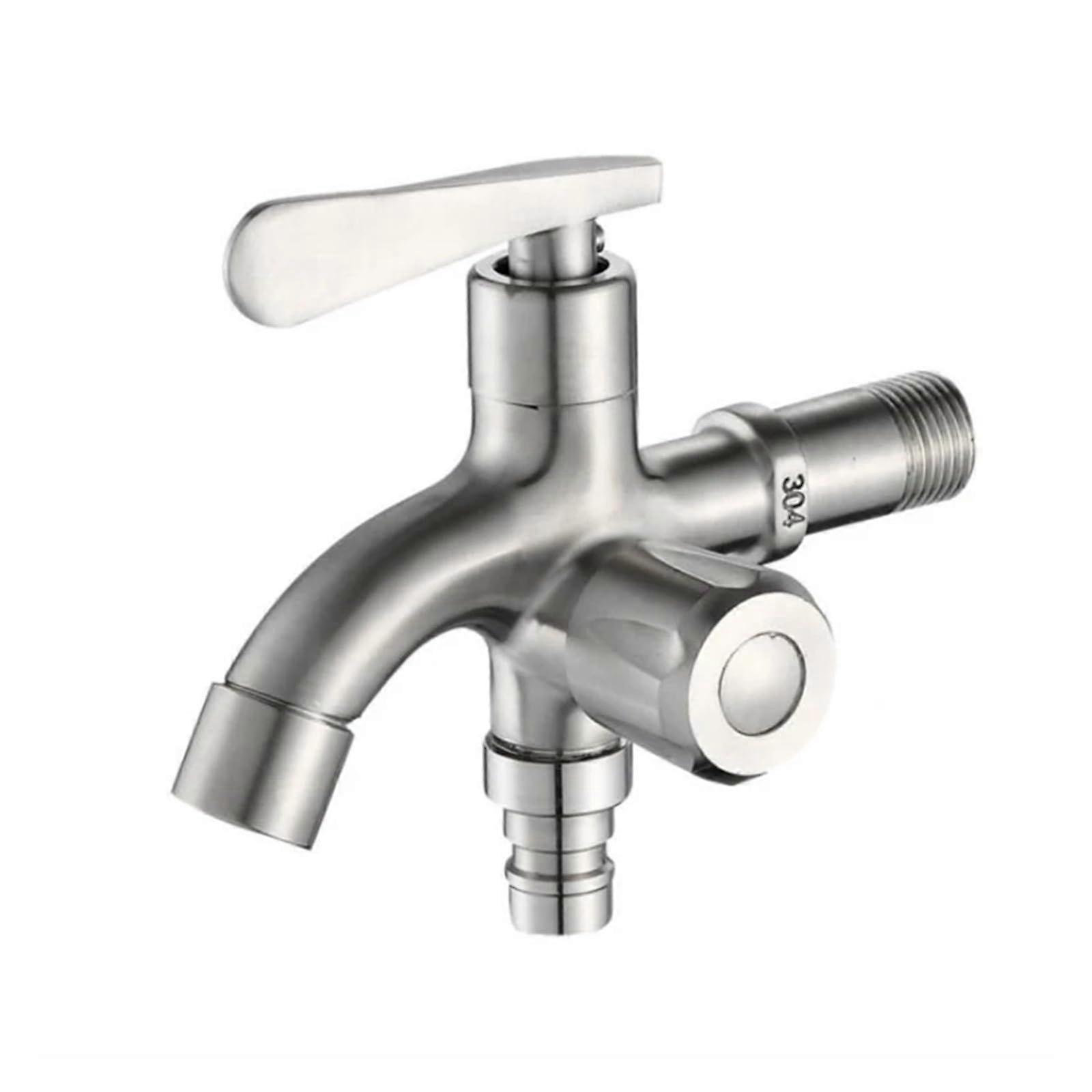 304 Stainless Steel Dual-Purpose Faucet for Washing Machine and Laundry, G1/2" Thread, Double Handle, Single Cold Water