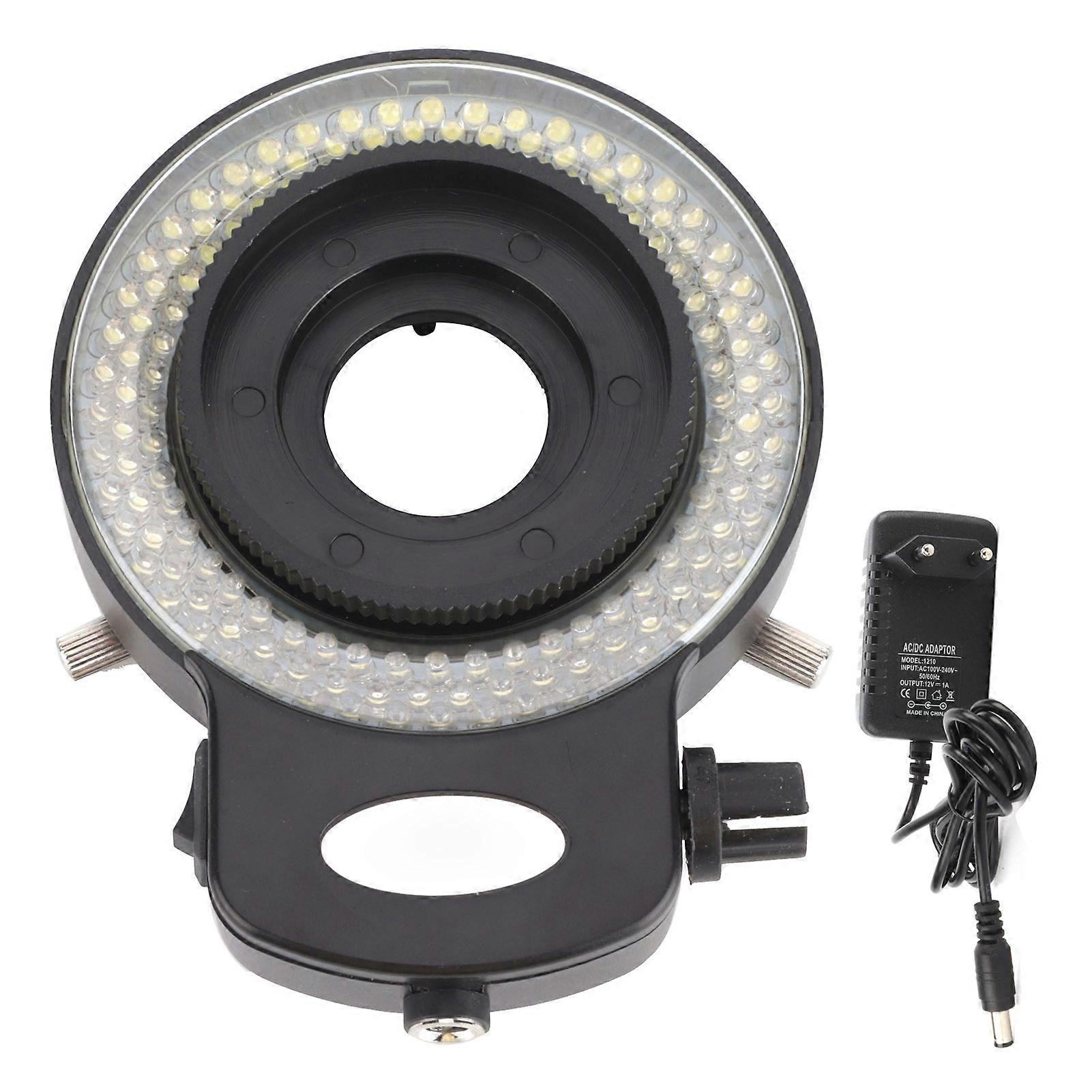 Microscope LED Light Industrial Adjustable 144LED Ring Lamp with Black Shell AC100-240VEU Plug