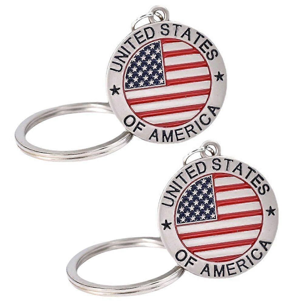 2pcs Backpack Keychain Us Flag Key Ring Bag Hanging Pendant Decoration
