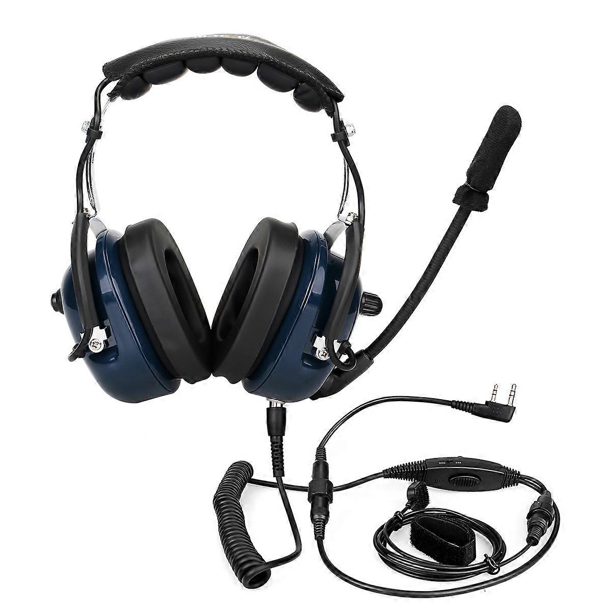 【New】 RETEVIS EH050K 2 Pin Adjustable Volume Noise Reduction Aviation Headphone Microphone with Finger PTT