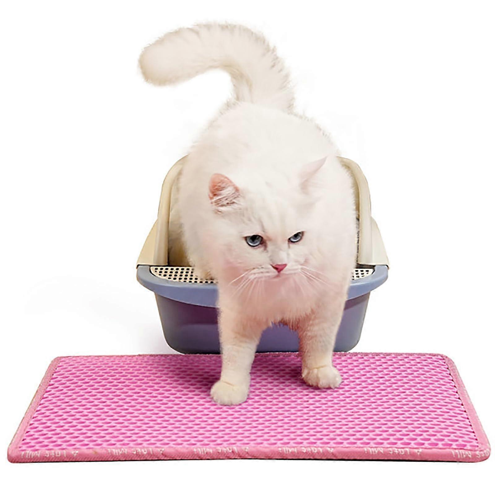 Pink, Cat Litter Mat, 21' x 14' Litter Trapping Mat, Layer Double Kitty Litter Mat, Soft On Paws, Urine, Scatter Control