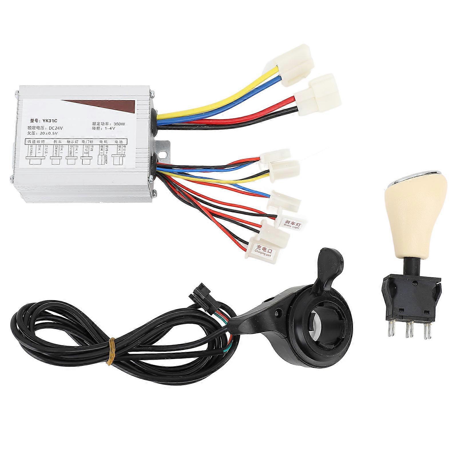 Bike Kit 24V 350W Motor Controller Thumb Throttle with Reverse Forward Stop Switch for Electric Tricycle Motorcycle Modification