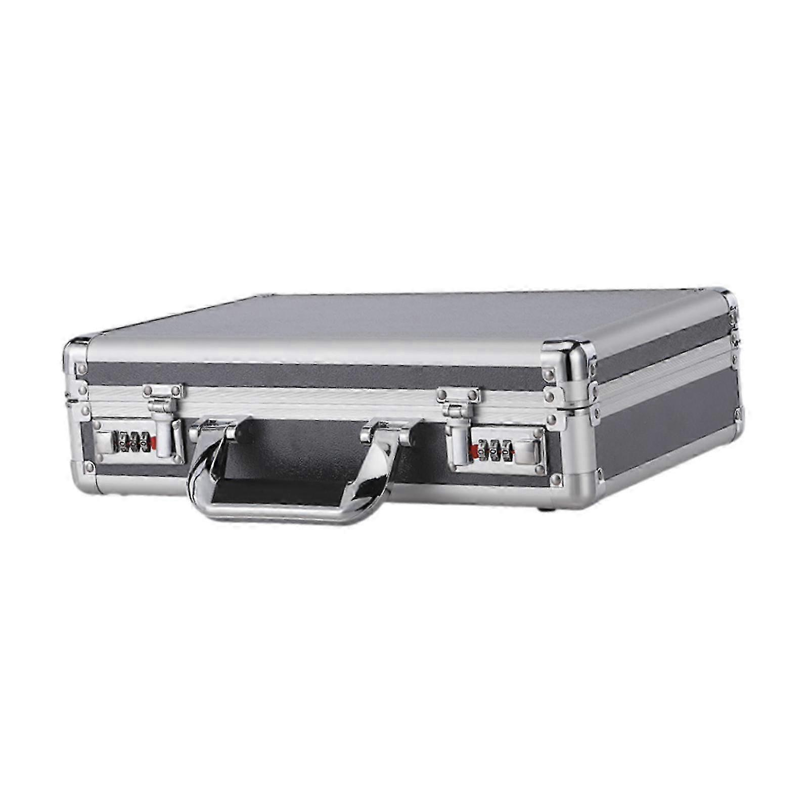 Lockable Shockproof Aluminum Alloy Hard Case for Travel & Home Use, Portable Tool Document Storage Organizer Box with Secure Lock