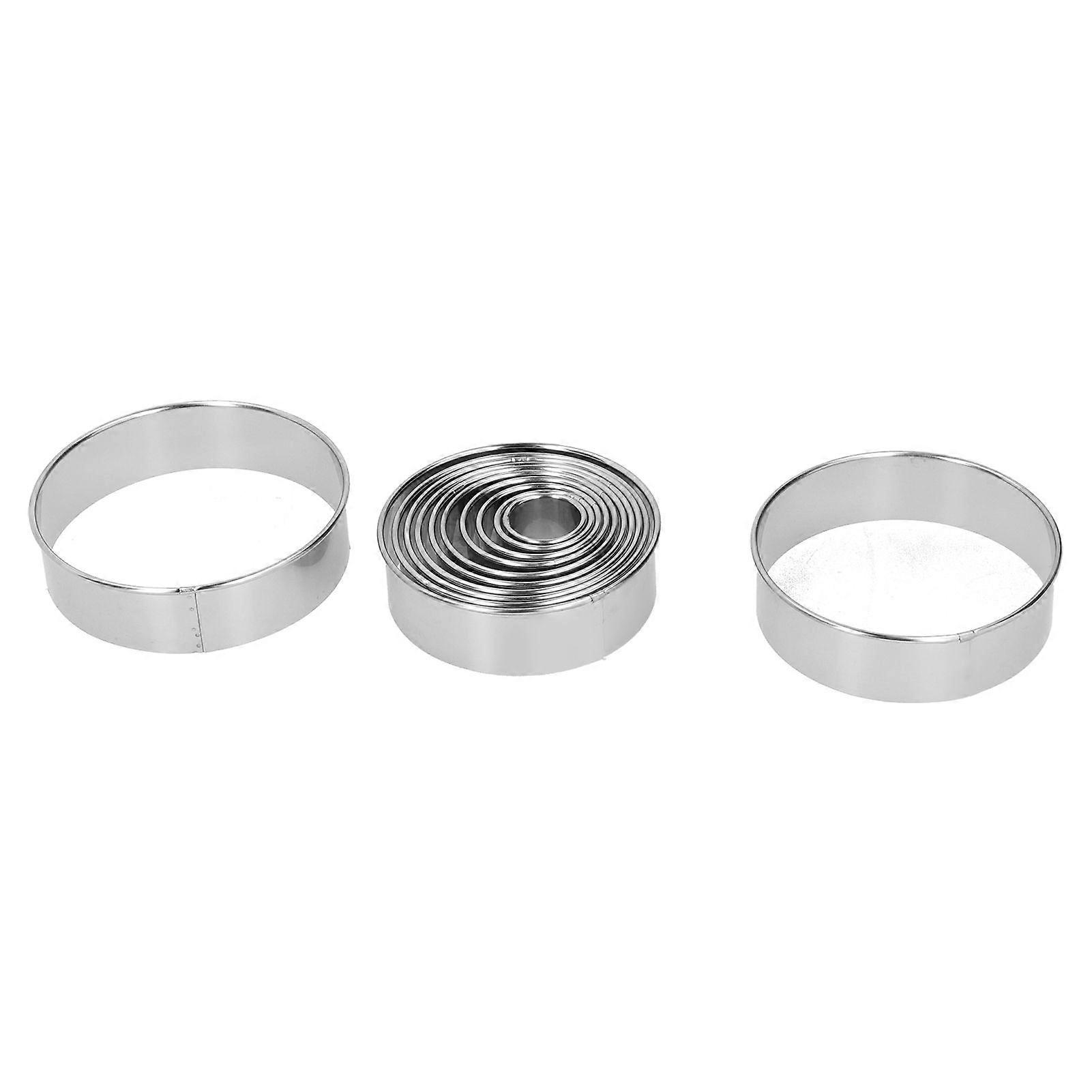 12PCS Stainless Steel Mousse Ring Round Cake Mold Set