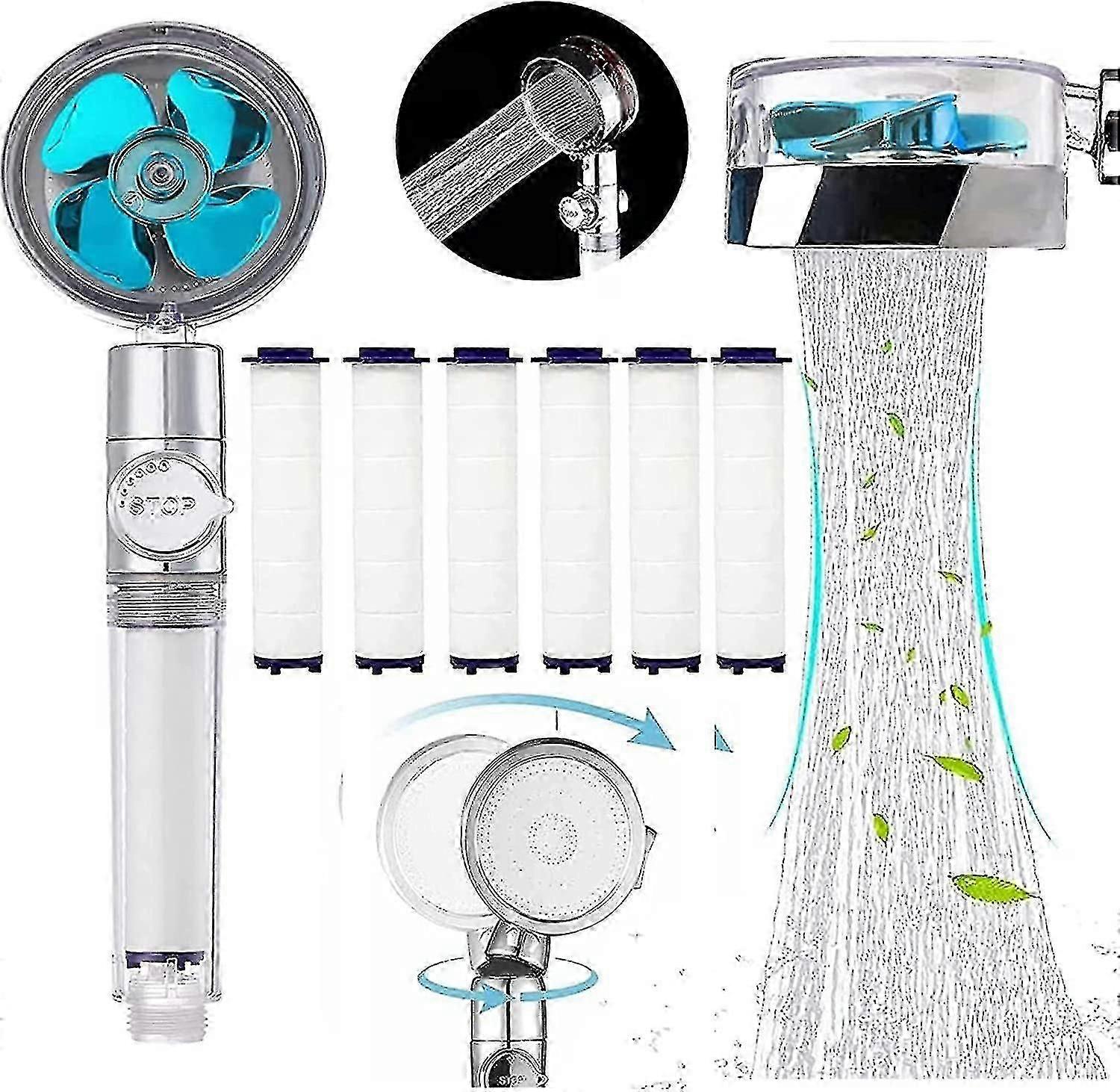 Hand Shower, Water Saving Anti Limescale Shower Head, Three Levels Filter System, 360 Rotatable High Pressure Hand Shower With 6 Filters