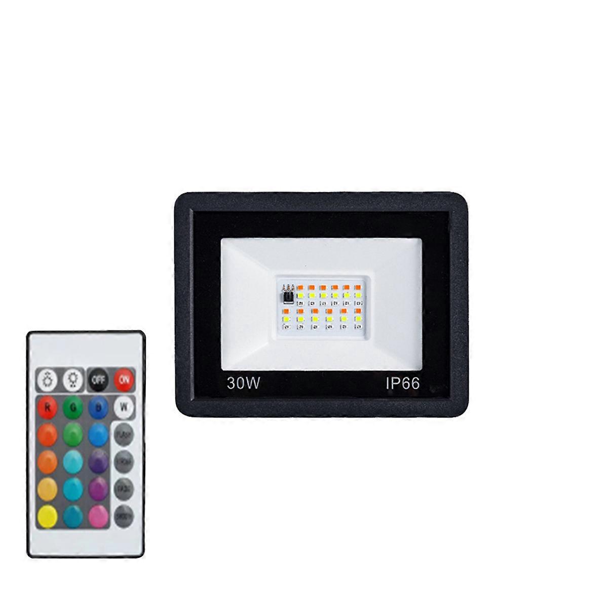 30W RGB Flood Light RGB Reflector IP66 LED Spotlight with Remote Projector Lamp Outdoor Garden Ligh