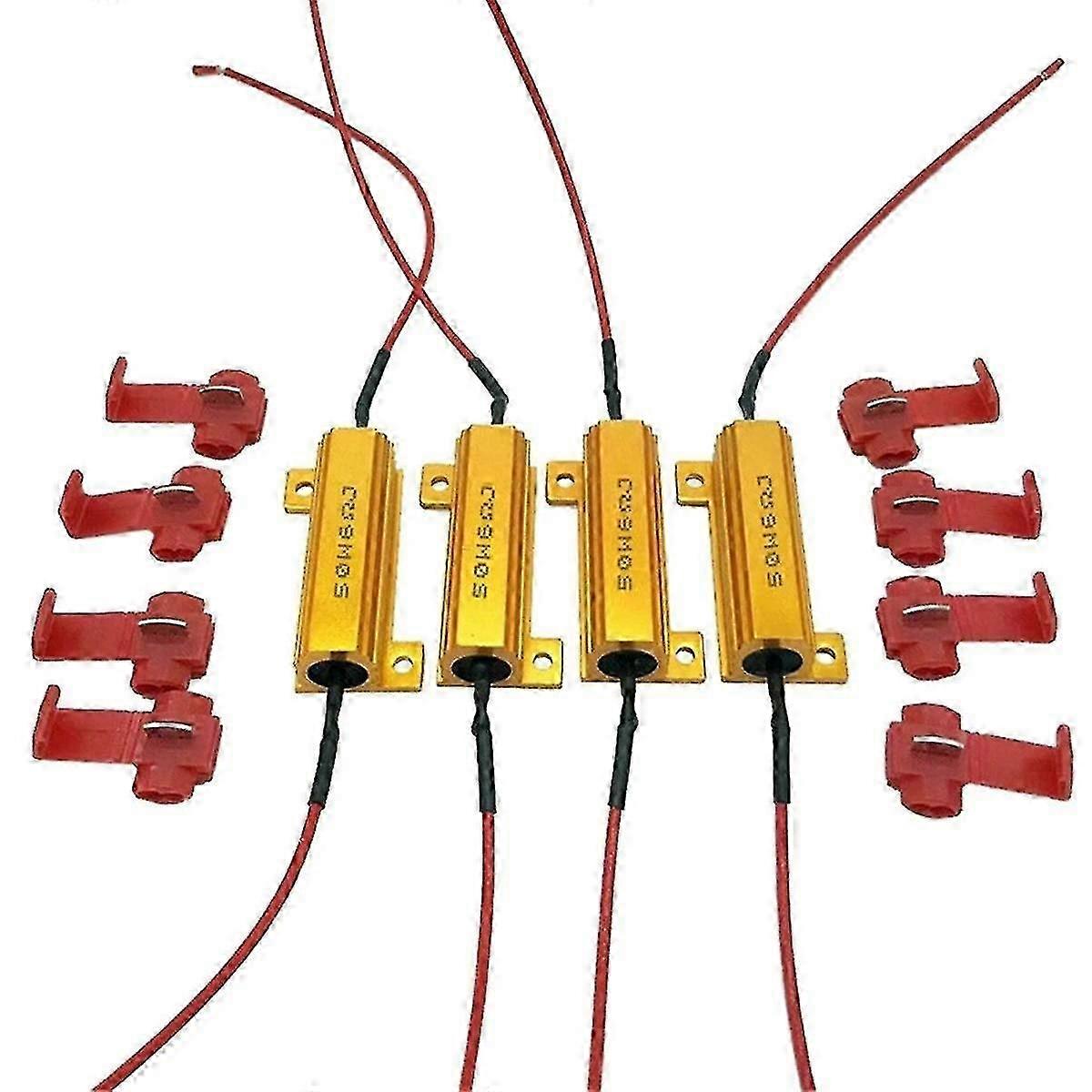4 stk. LED-indikator forkoblingsbelastningsmodstand blinkhastighedsrelæ blinklyspærer 50W 6 ohm belastningsmodstand