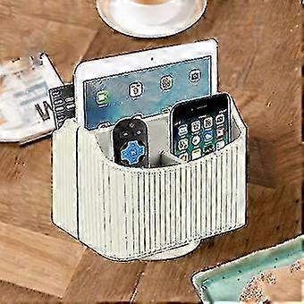 Leather Remote Control Holder, 360 Degree Spinning Desk Tv Remote Caddy/box,bedside Table Organizer For Mobile Ph Controller, Media, Mail, Calculator,