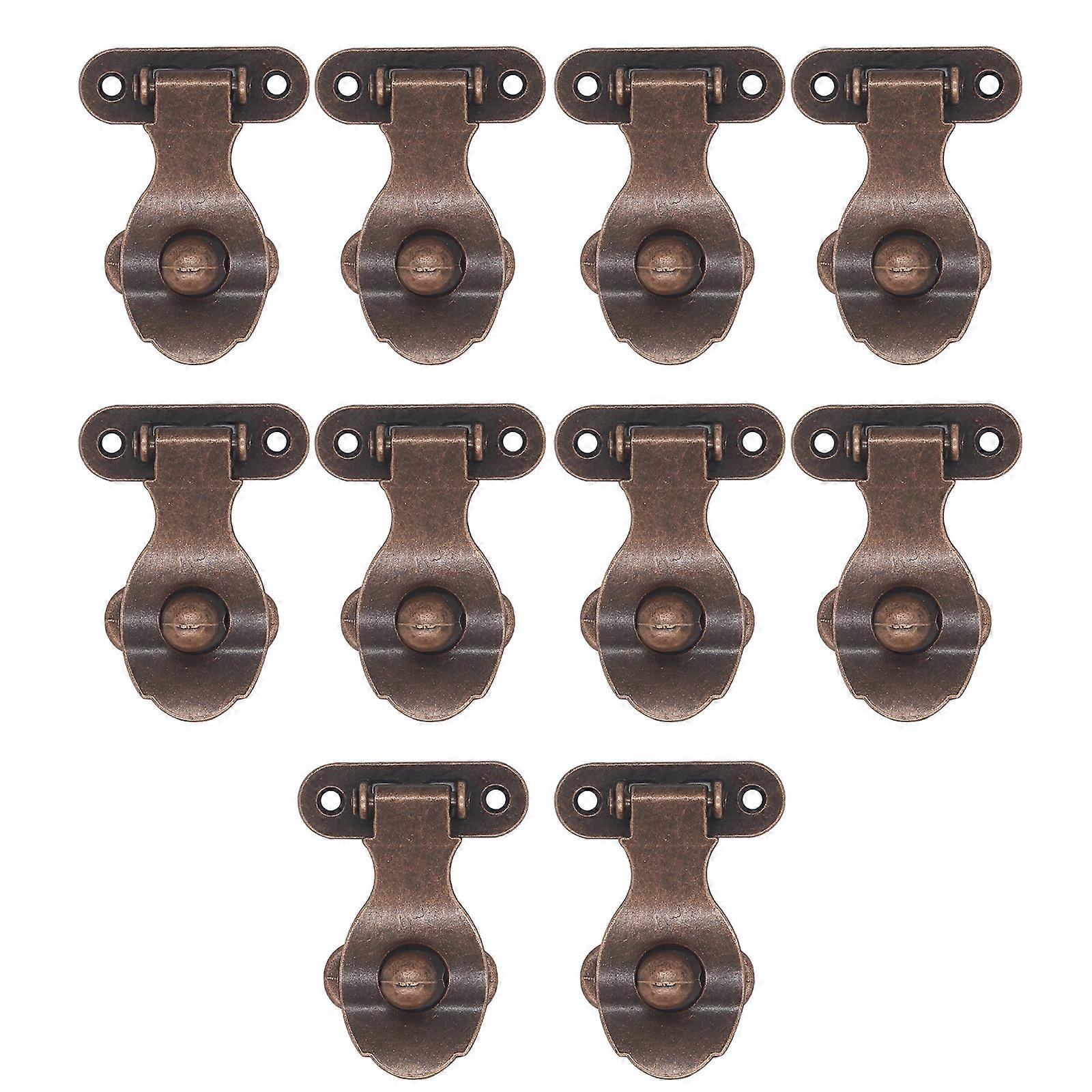 10Pcs Wood Box Furniture Buckle Clasp Lock Vintage Buckle Latches Decorative Hasp Latches for Case Drawer Cabinet