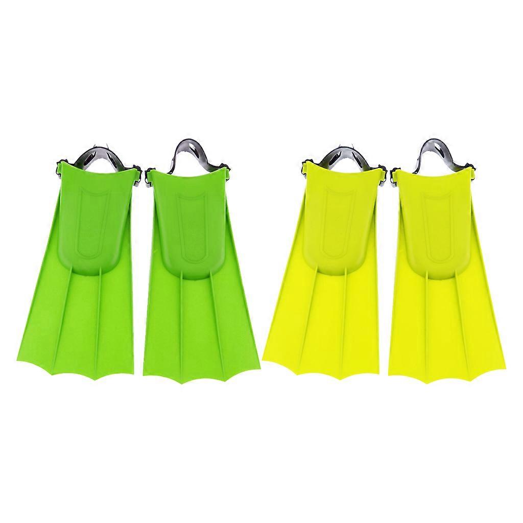 2 paires en caoutchouc souple palmes palmes outil d’entraînement de plongée jaune + vert adulte