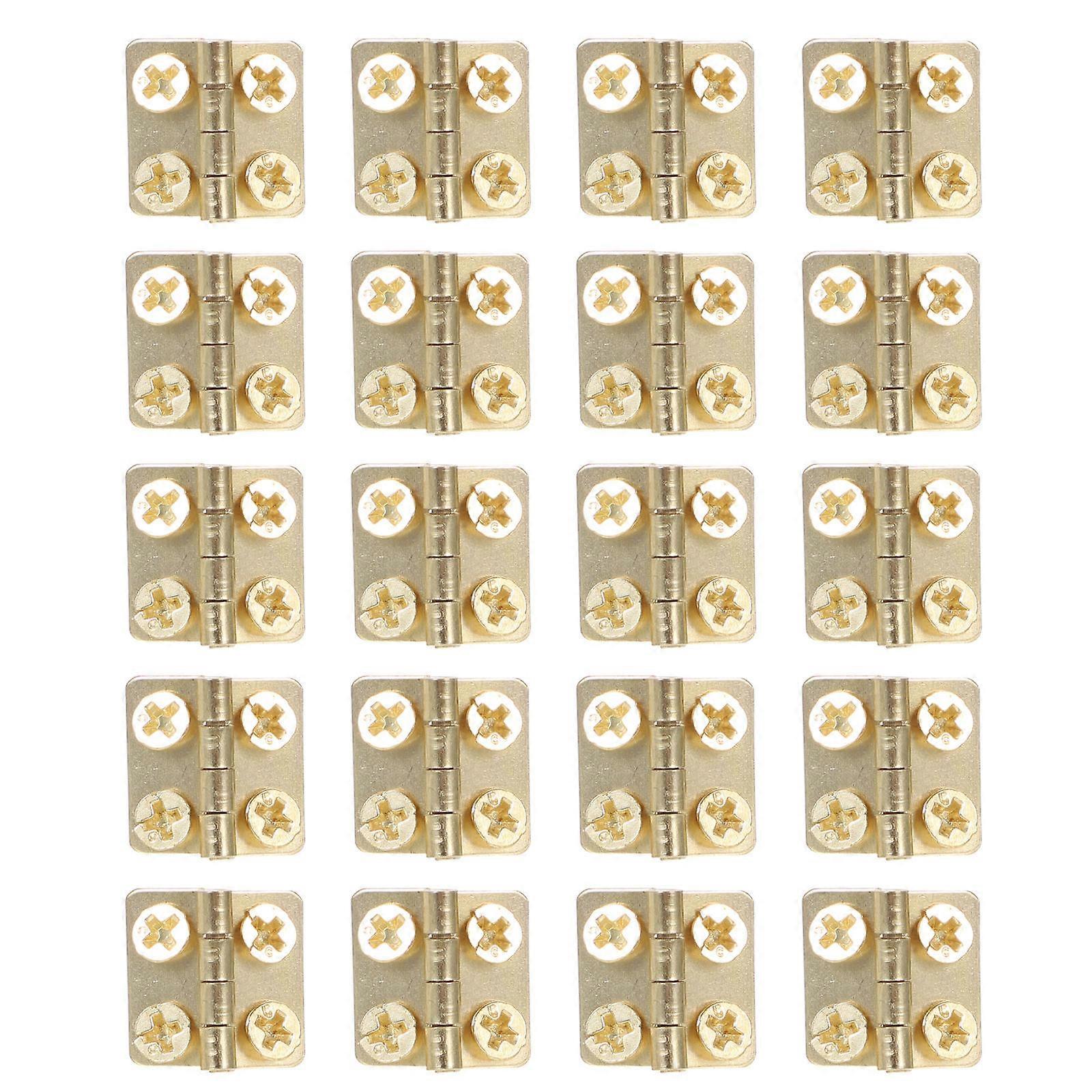 50pcs Mini Furniture Hinges, Small Box Hinges for DIY Crafts, Jewelry Boxes, Durable Hardware with Screws for Home Projects