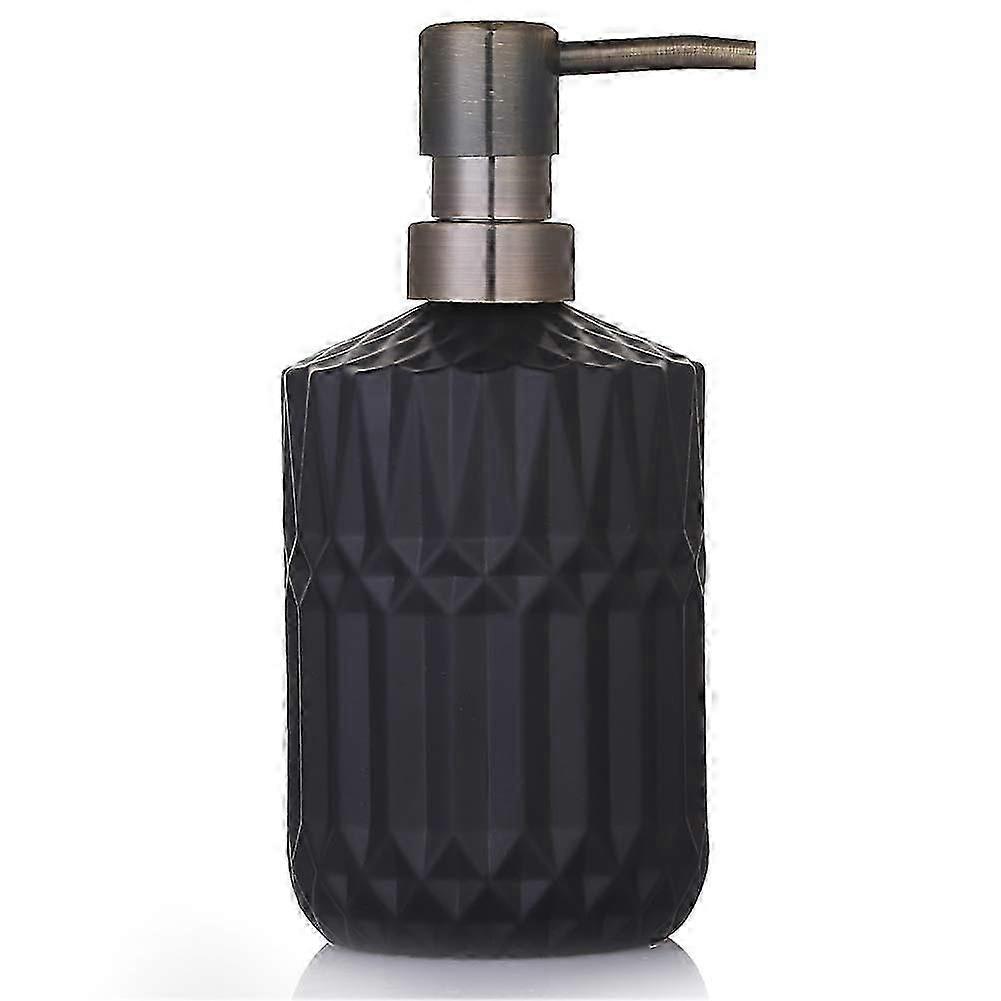 Black Refillable Glass Soap Dispenser with Pump for Bathroom