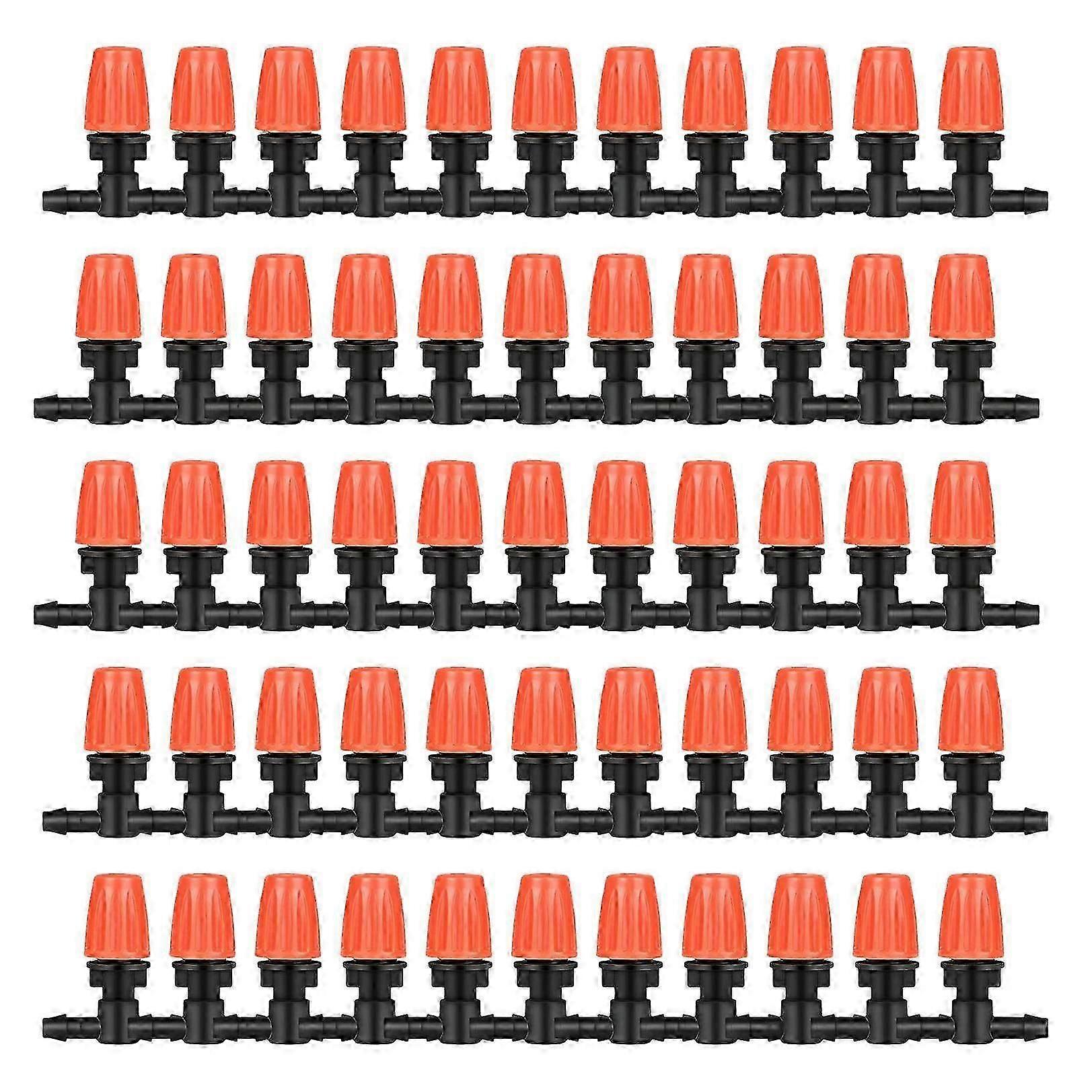 50 Pcs Three-Way Atomizing Nozzle, Adjustable Mist Nozzles, Drip Irrigation Emitters, Greenhouse Wat