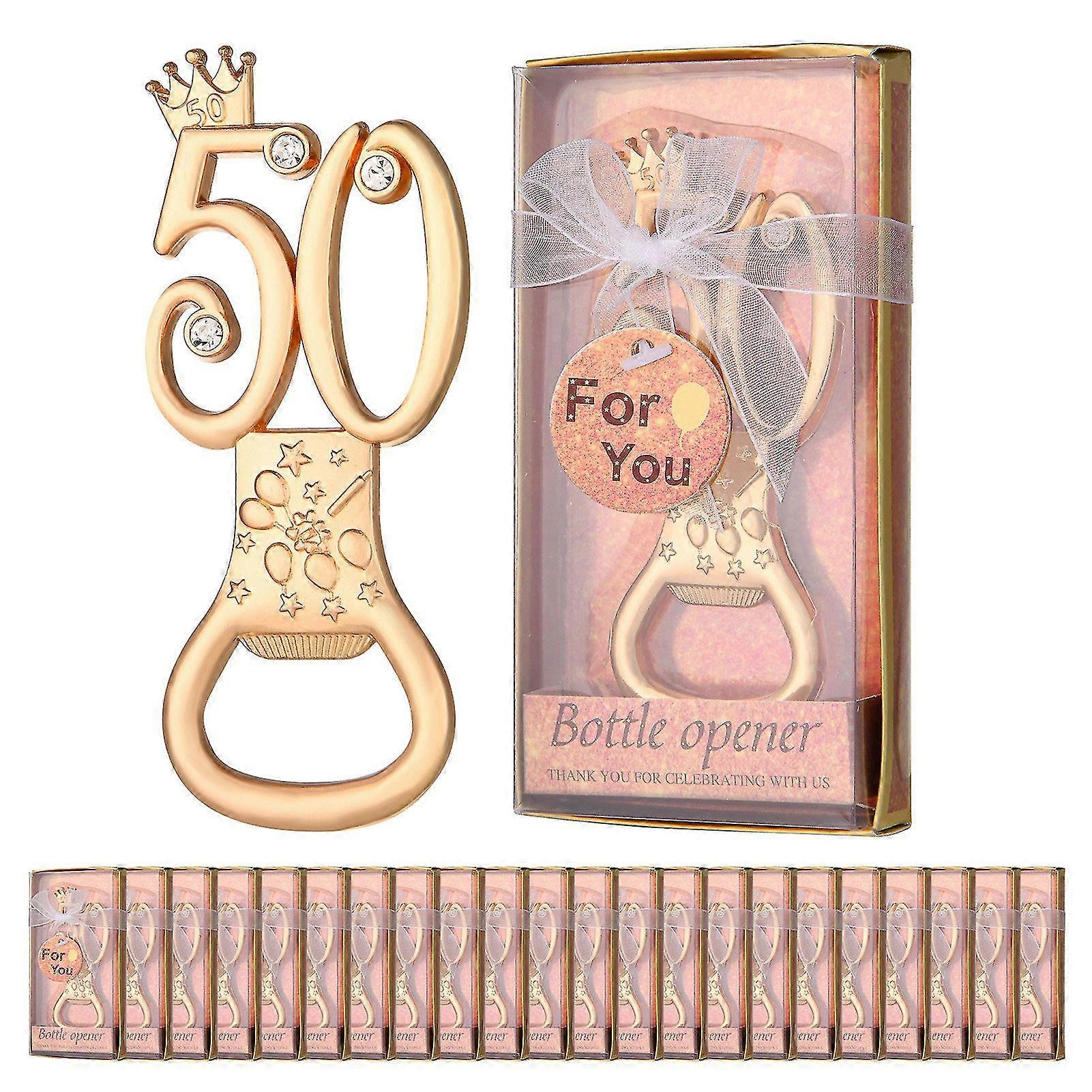 24pcs apribottiglie in oro rosa - 50 ° compleanno e bomboniere d'oro per la festa di nozze