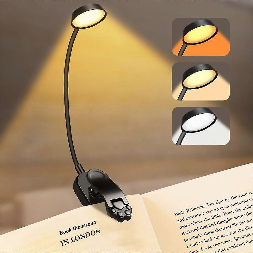 Round Head LED Reading Light, Rechargeable Clip-on Reading Light, Clamp Reading Lamp, Stepless Dimming & 3 Eye Protection Modes (Warm/White/Mixed), 36