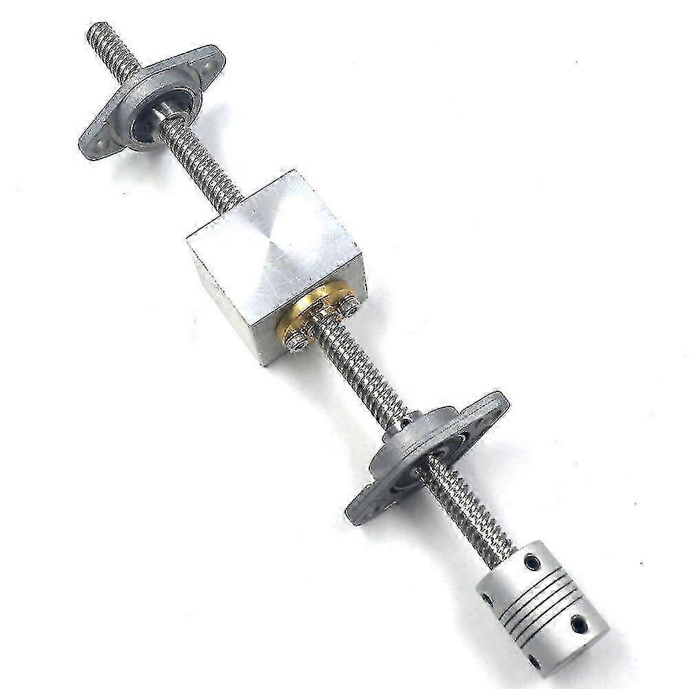 1 set of 200mm Length 8mm Diameter Silver Vertical Lead Screw Rod with 2mm Lead and Pillow Block Mounted Bearing Suitable for Various Applic