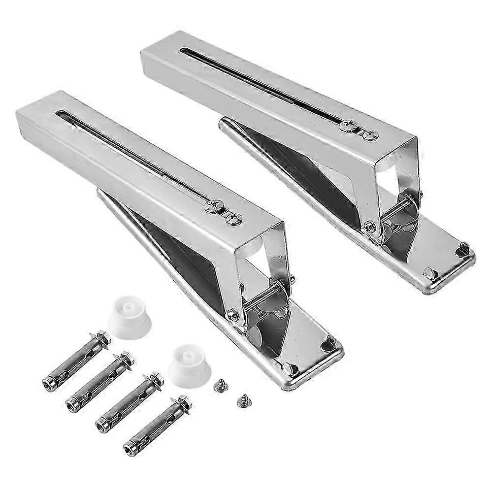 2x Stainless Steel Microwave Wall Mount Shelf - Foldable & Sturdy Rack