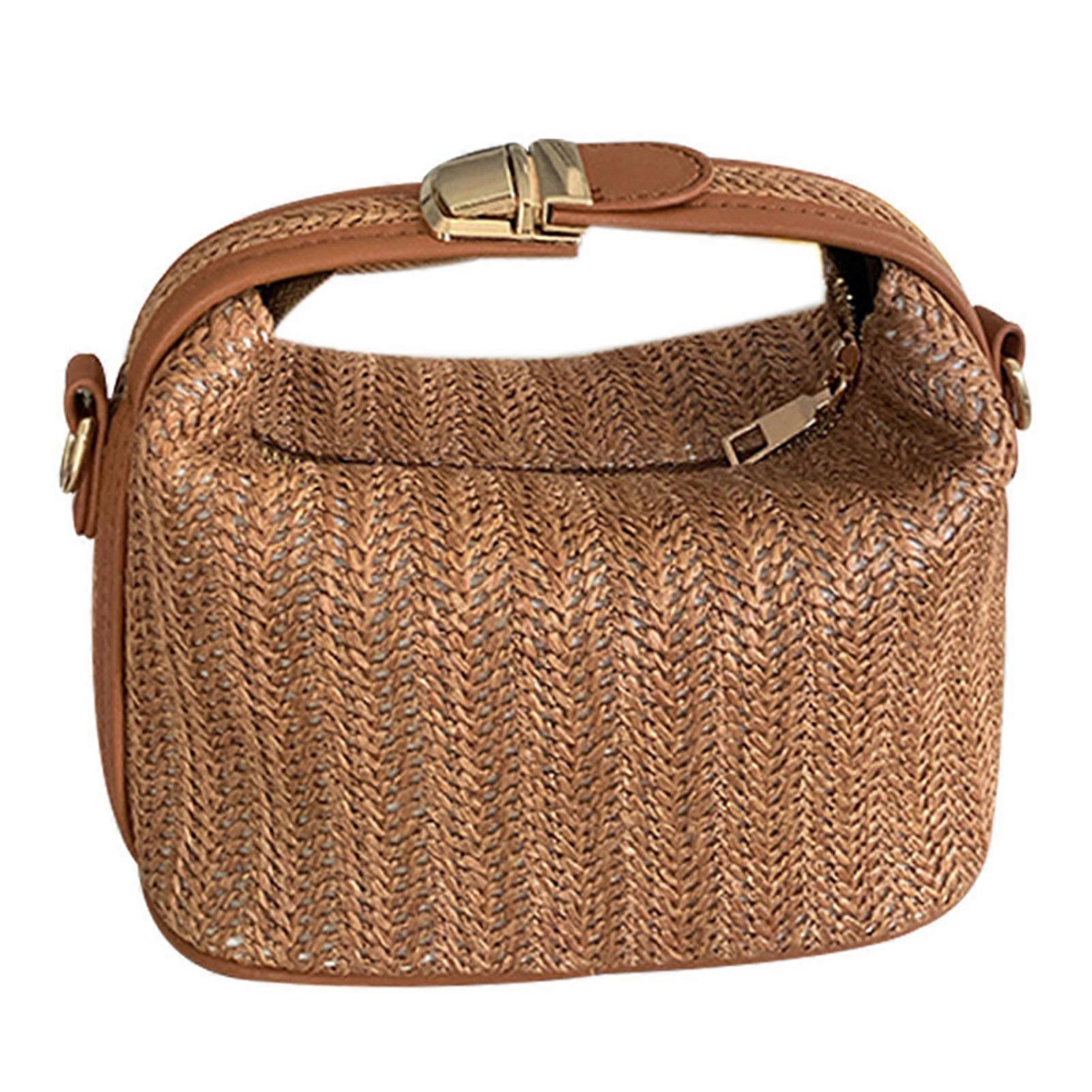 Small Hand-made Straw Cross-body Bag for Women Small Boho Style Woven Beach Bags Present for Women