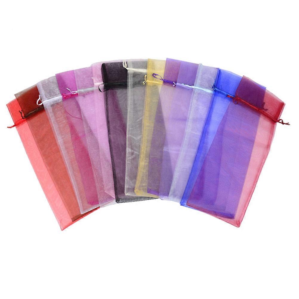 Transparent Organza Bags – 10pcs Mixed Color Pouches for Weddings, Parties, Holidays – Ideal for Jewelry, Makeup & Packaging