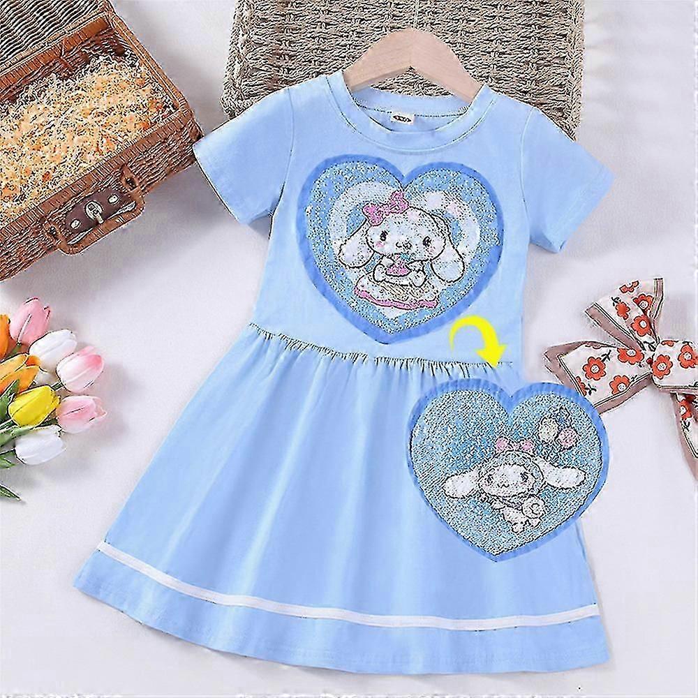 Kuromi Cinnamoroll Melody Sanrio Cekiny Sukienka księżniczki Dzieci Dziewczęta Szorty rękaw Letnie sukienki urodzinowe vxz