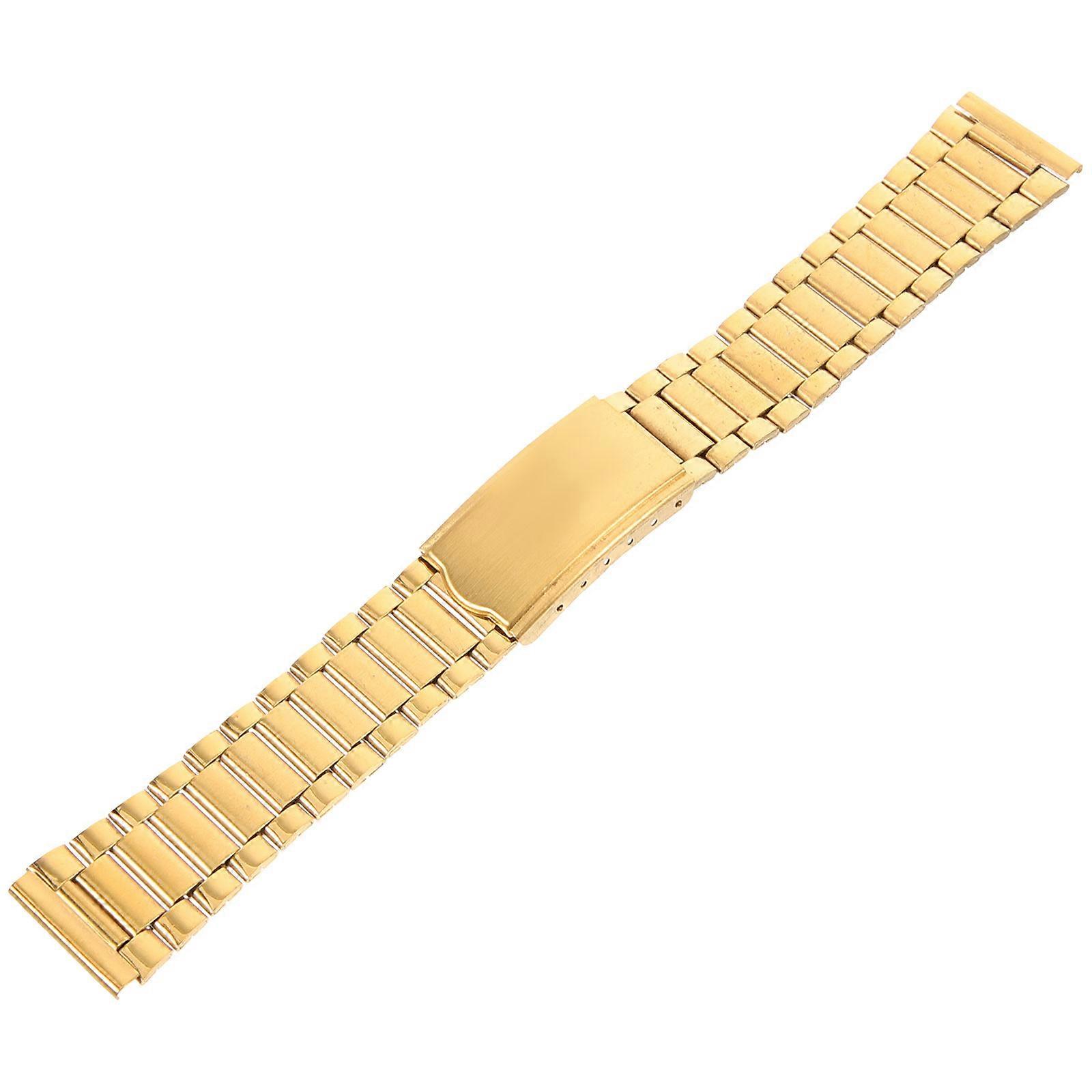 Classic Design Metal Watch Strap Flat Shape Golden Color Replacement For Watch 1Set