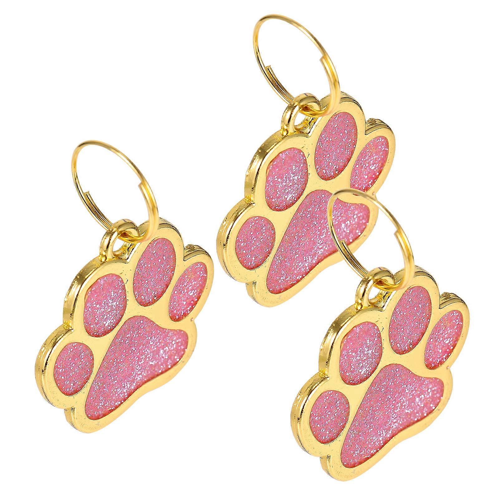 Pink Zinc Alloy Pet Tags for Decor Stylish Design and Finely Crafted Details 3pcs