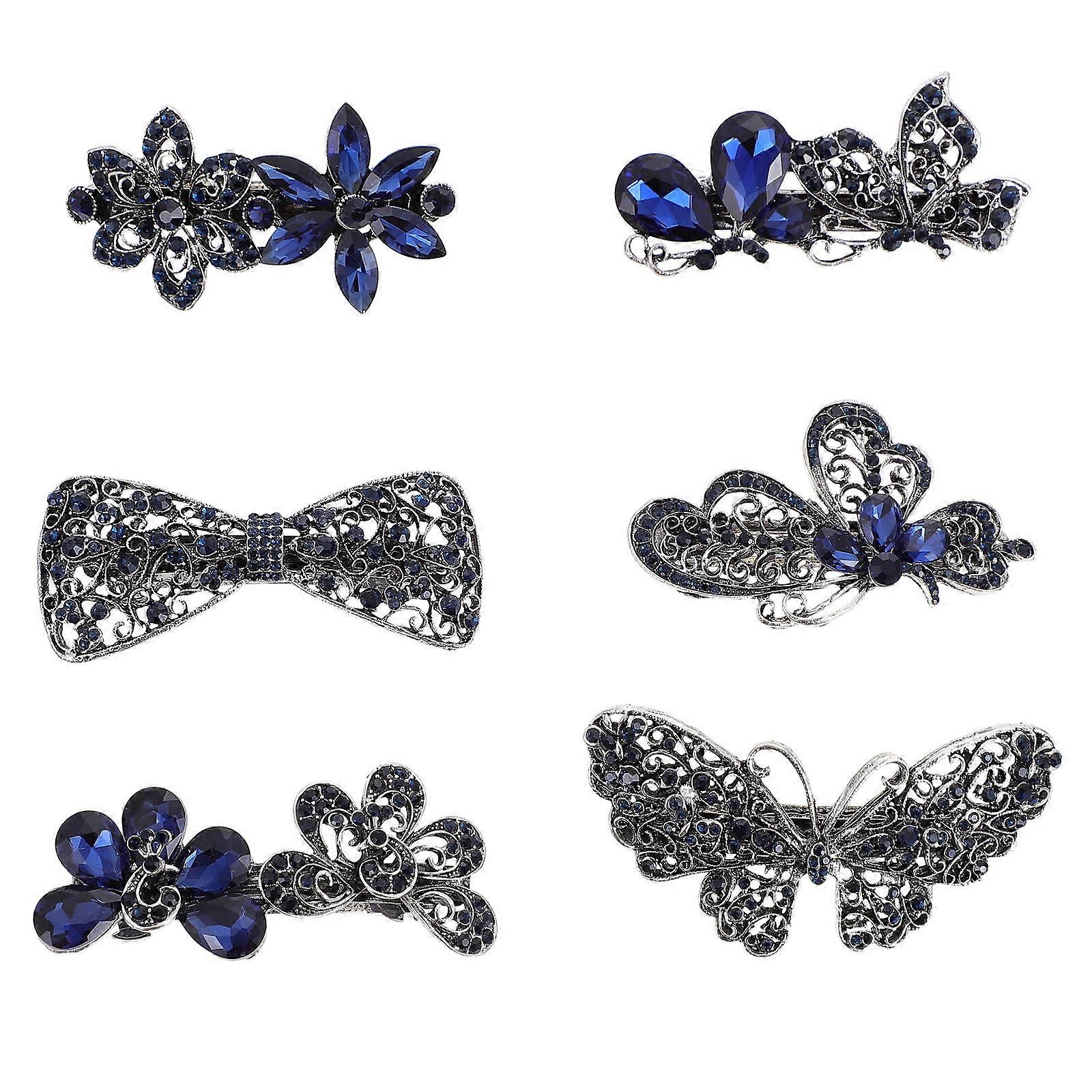 装飾用合金ラインストーンヘアクリップ 色の盛り合わせ色 美しい繊細な形状はよく合います 6個