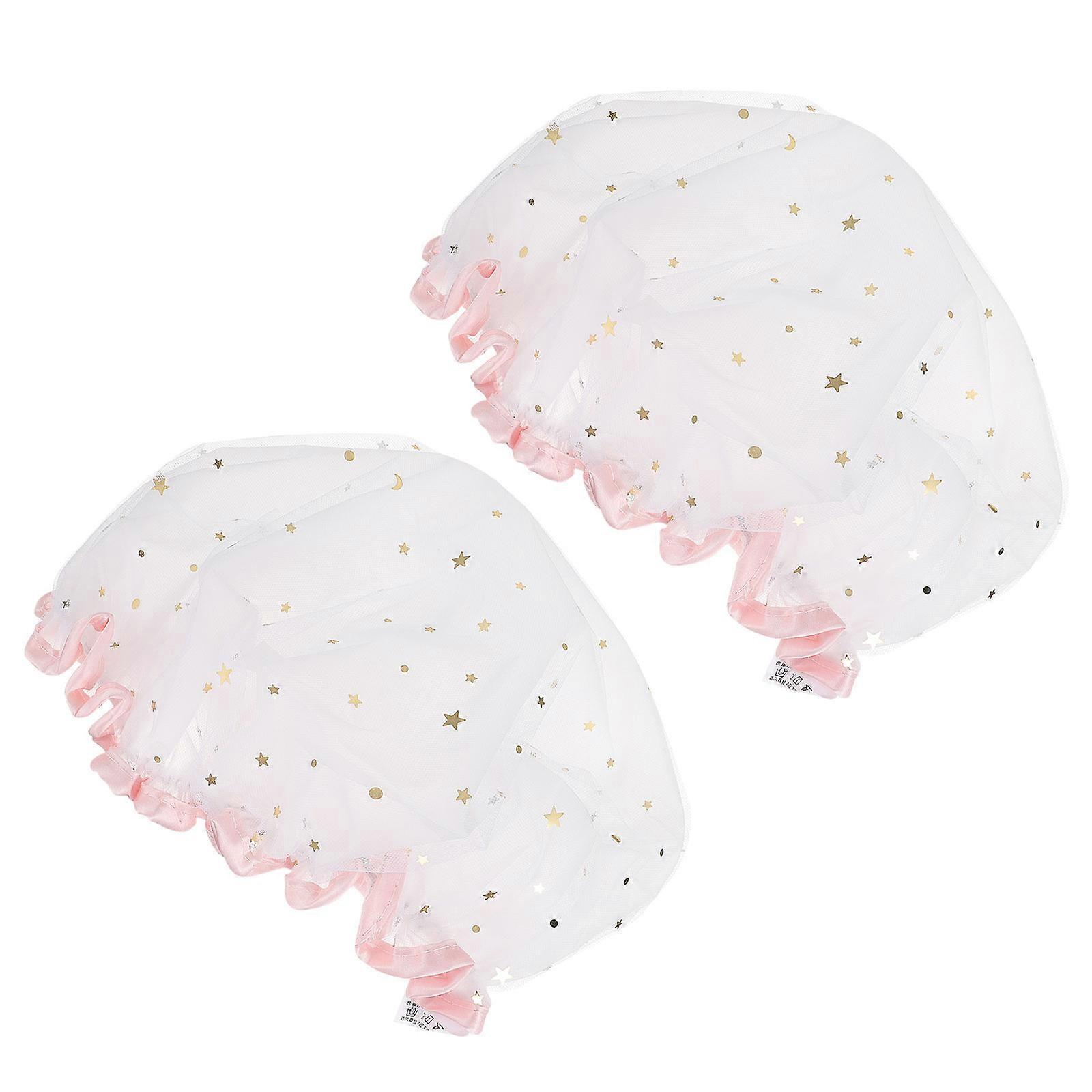 Waterproof Shower Caps Bathroom Style Round Shape White Color For 2Set