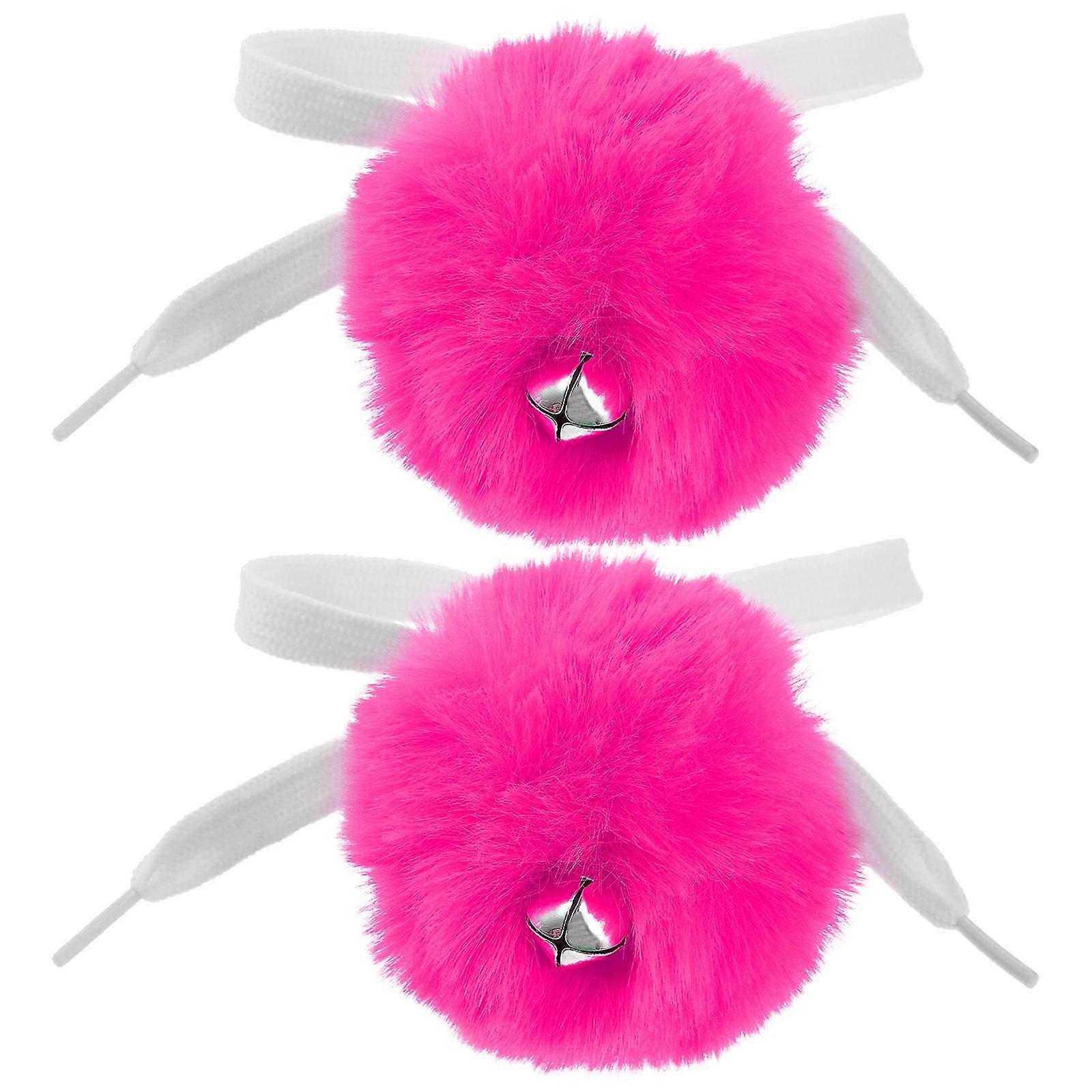 Fuzzy Balls for Roller Skate Pompom Ball with Bell Sound Producing for Skating 8x8cm 2Pcs