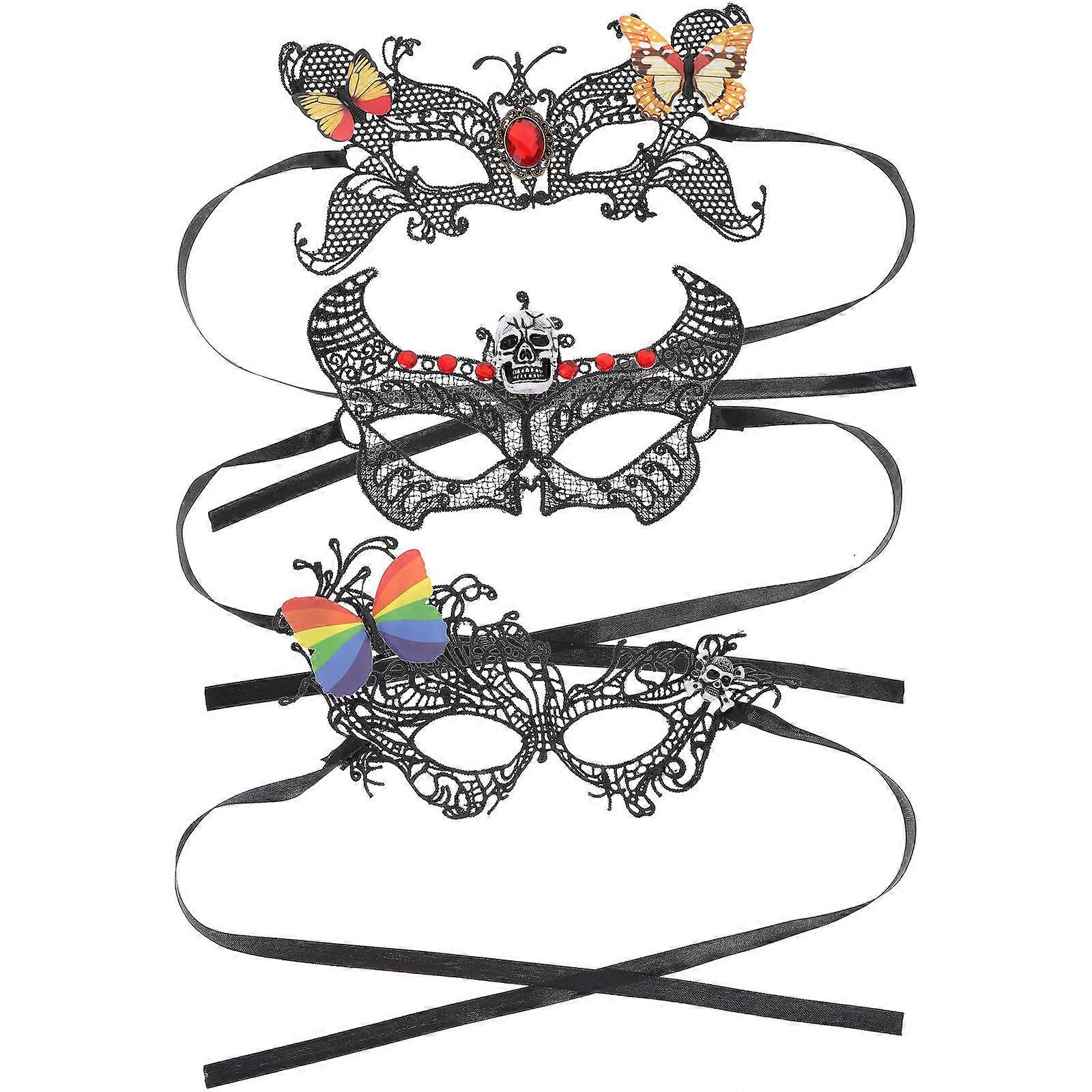 Costume Masks Lace Mask Fashion Shows Assorted Color 22X14CM Decorative 3Pcs