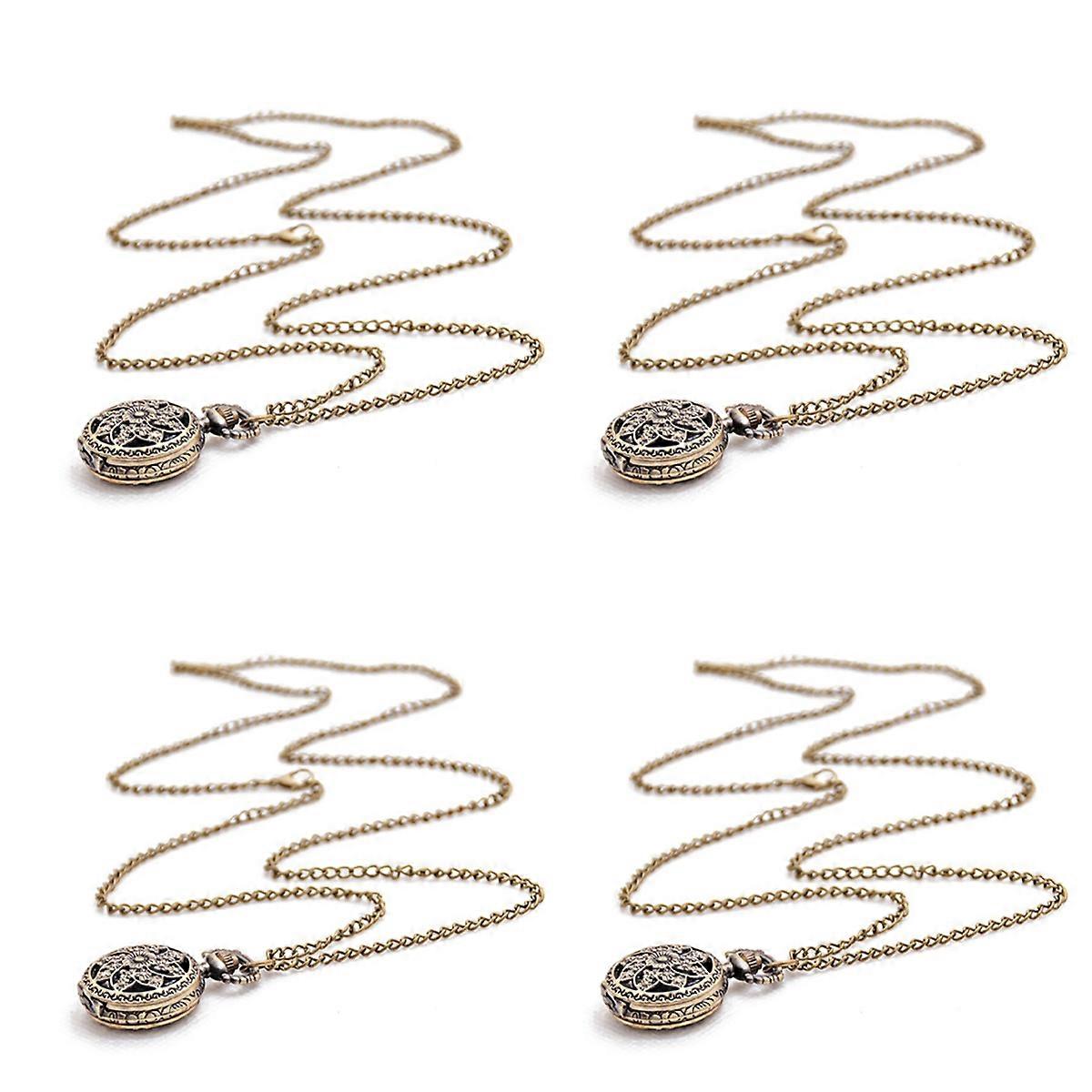 Moda Vintage Bronce cuarzo reloj de bolsillo Collar pendiente ()