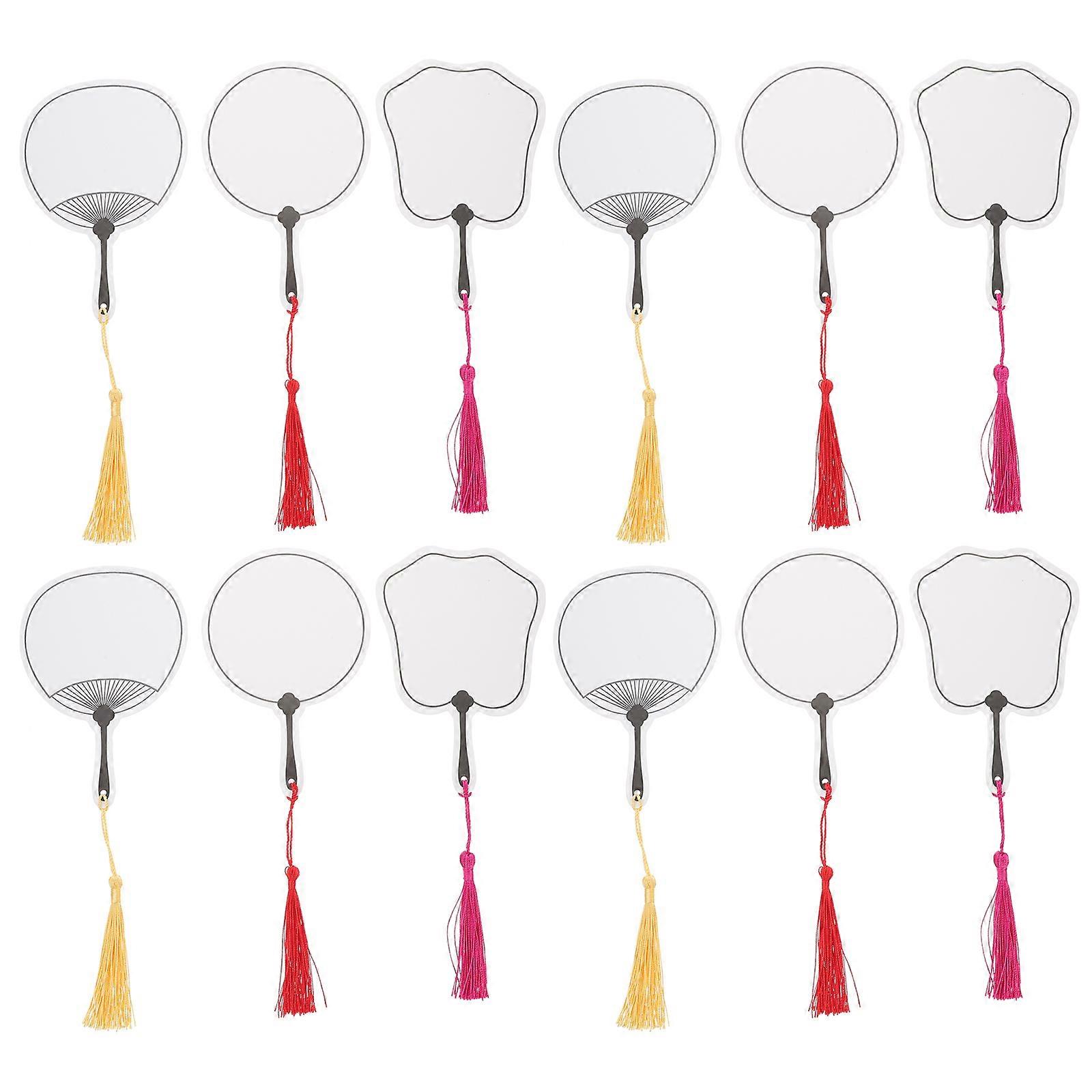 12pcs Fan Shaped DIY Blank Bookmarks with Tassels – Multi Purpose Craft Tags for Students, Graduates, and Creative Graffiti Page Markers