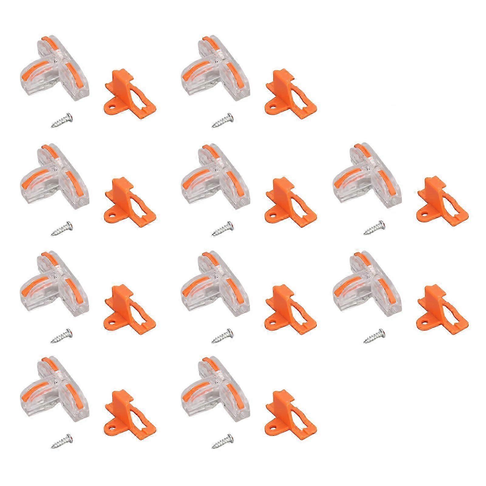 10PCS Wire Connector Set T Type Copper PC Shell Transparent Quick Splice Terminal Block Orange