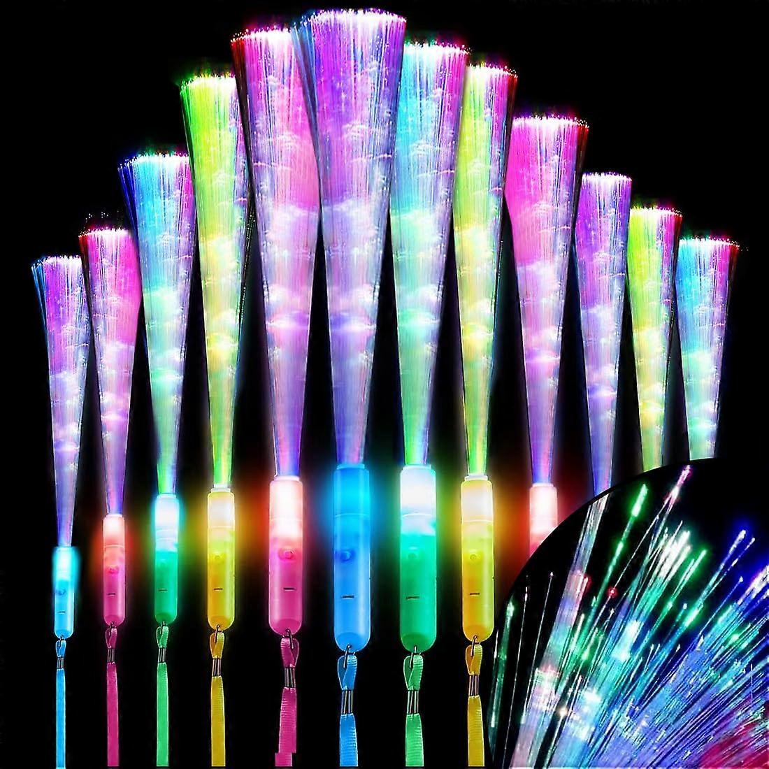 LED Light Sticks, 12 Pieces Fibreglass LED Glow Sticks, 3 Modes Flashing, Party Favours