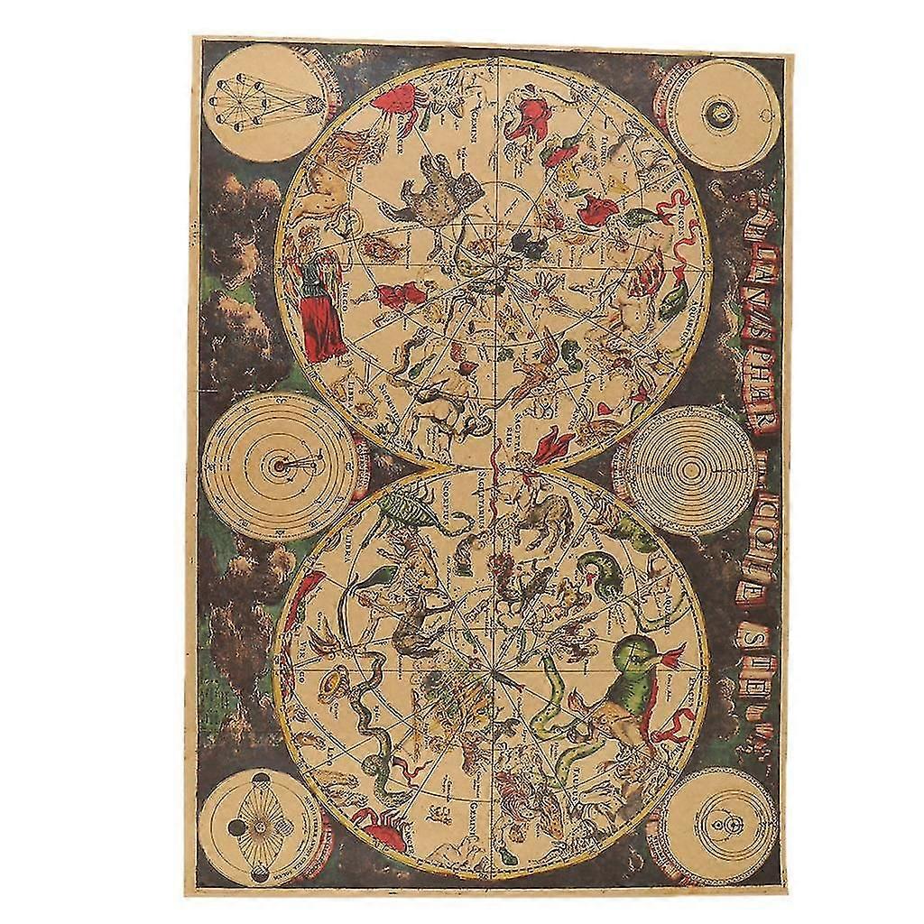 Nostalgic Retro Brown Paper Map of the Zodiac Vintage Home Kraft Decoration
