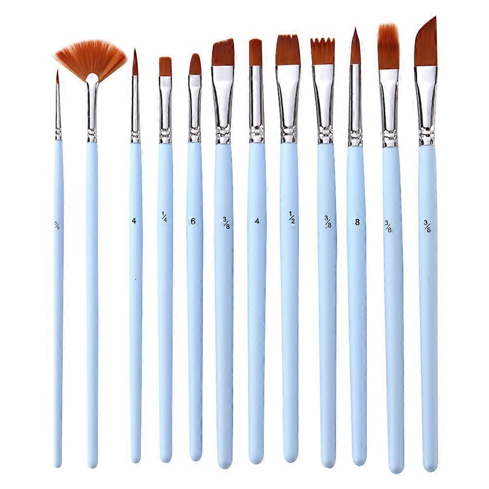 Painting Supplies For Kids 12Pcs Painting Brush Set Art Tool Watercolor Oil Gouache Drawing Pictures Light Blue