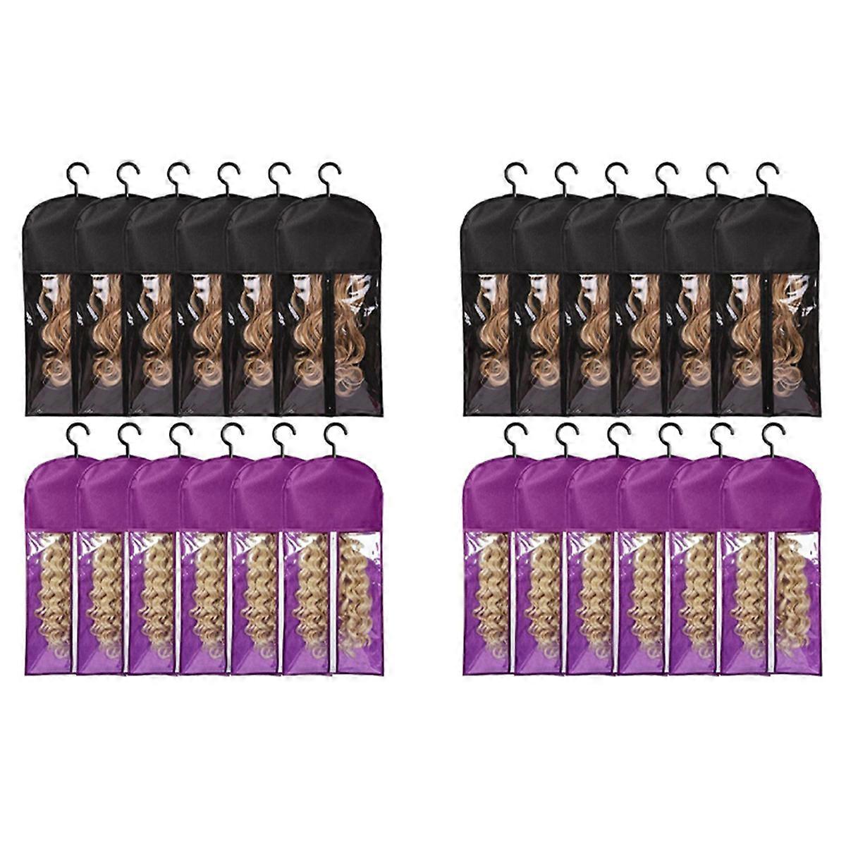 12PCS Wig Bags Storage with Hanger Hair Extension Holder