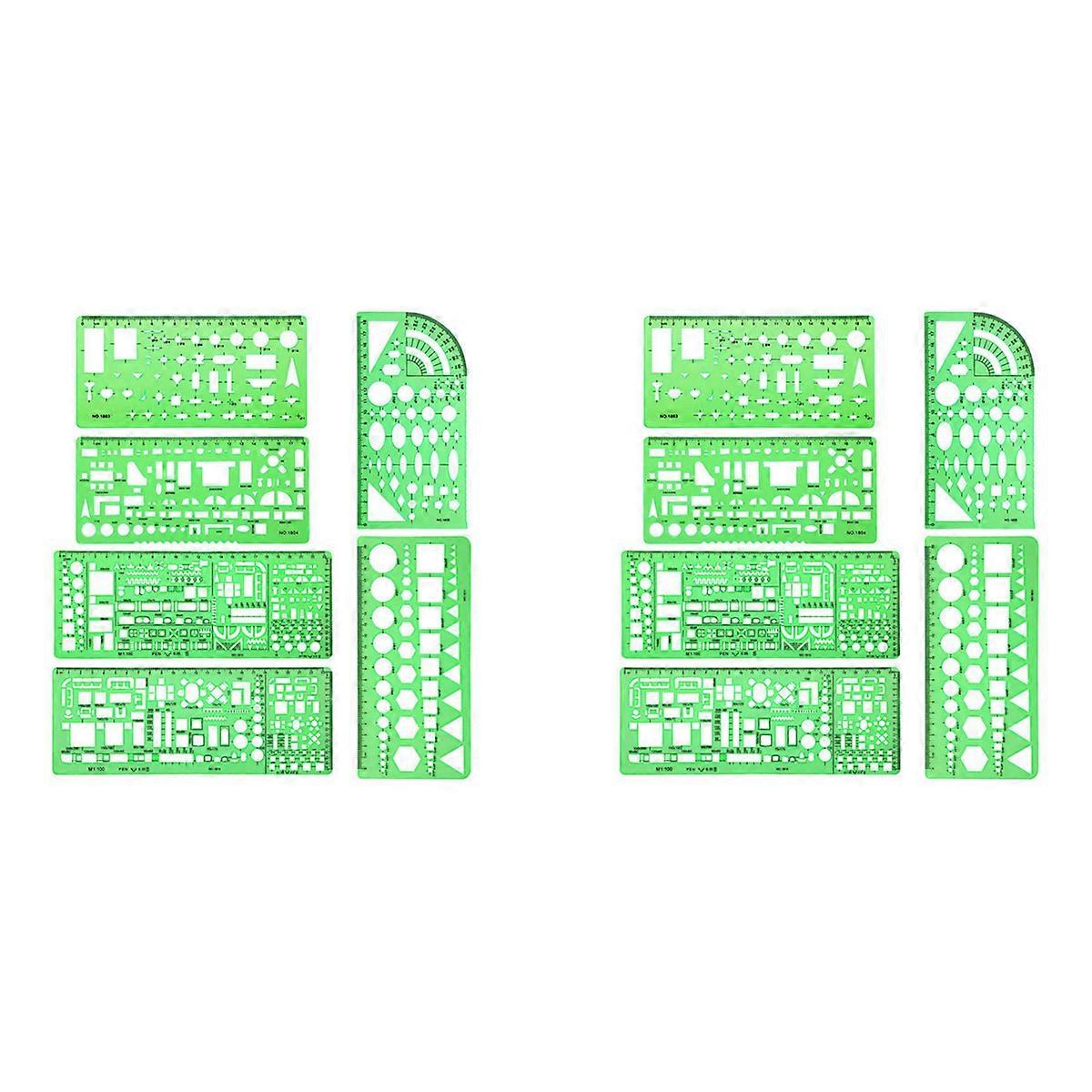 6 Pieces Plastic Measuring Templates Building Formwork Stencils Green