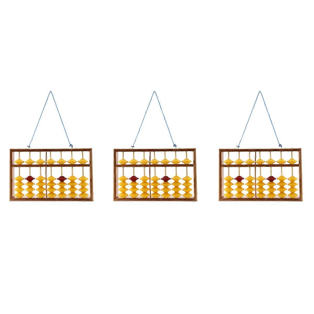7 Column Non-Slip Hanging Wooden Abacus Tool Mathmetic Calculator