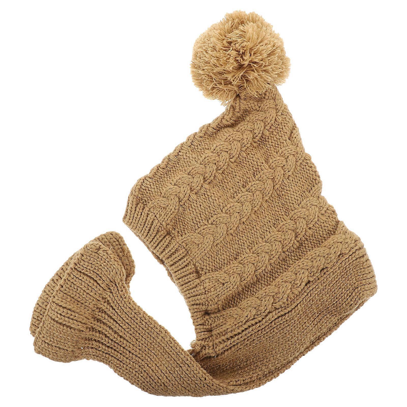 Knitted Dog Winter Hat with Scarf – Warm Lined Soft Pet Headgear for Cold Weather, Stylish Household Accessory for Puppies